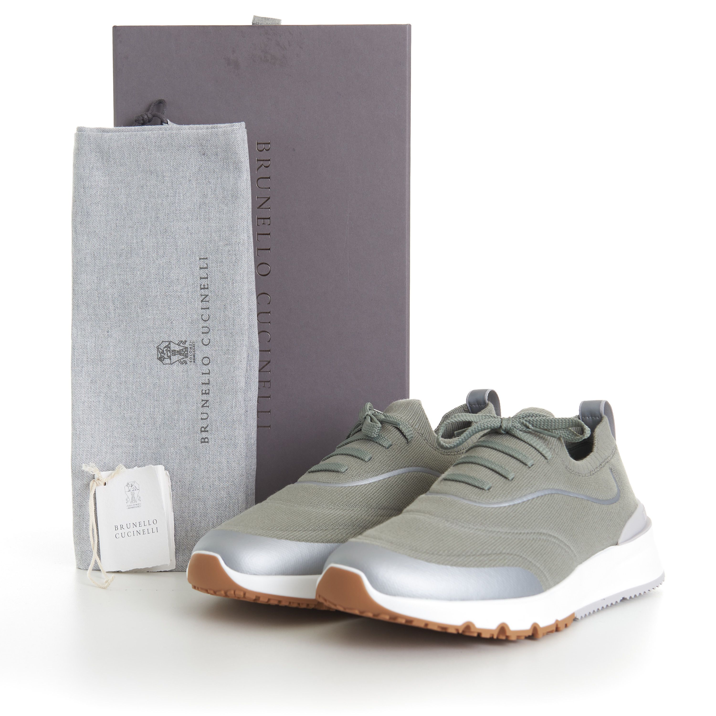 Brunello Cucinelli Techno Cotton Knit Runners With Heat-Bonded Details Size US 6 / EU 39 - 12 Thumbnail