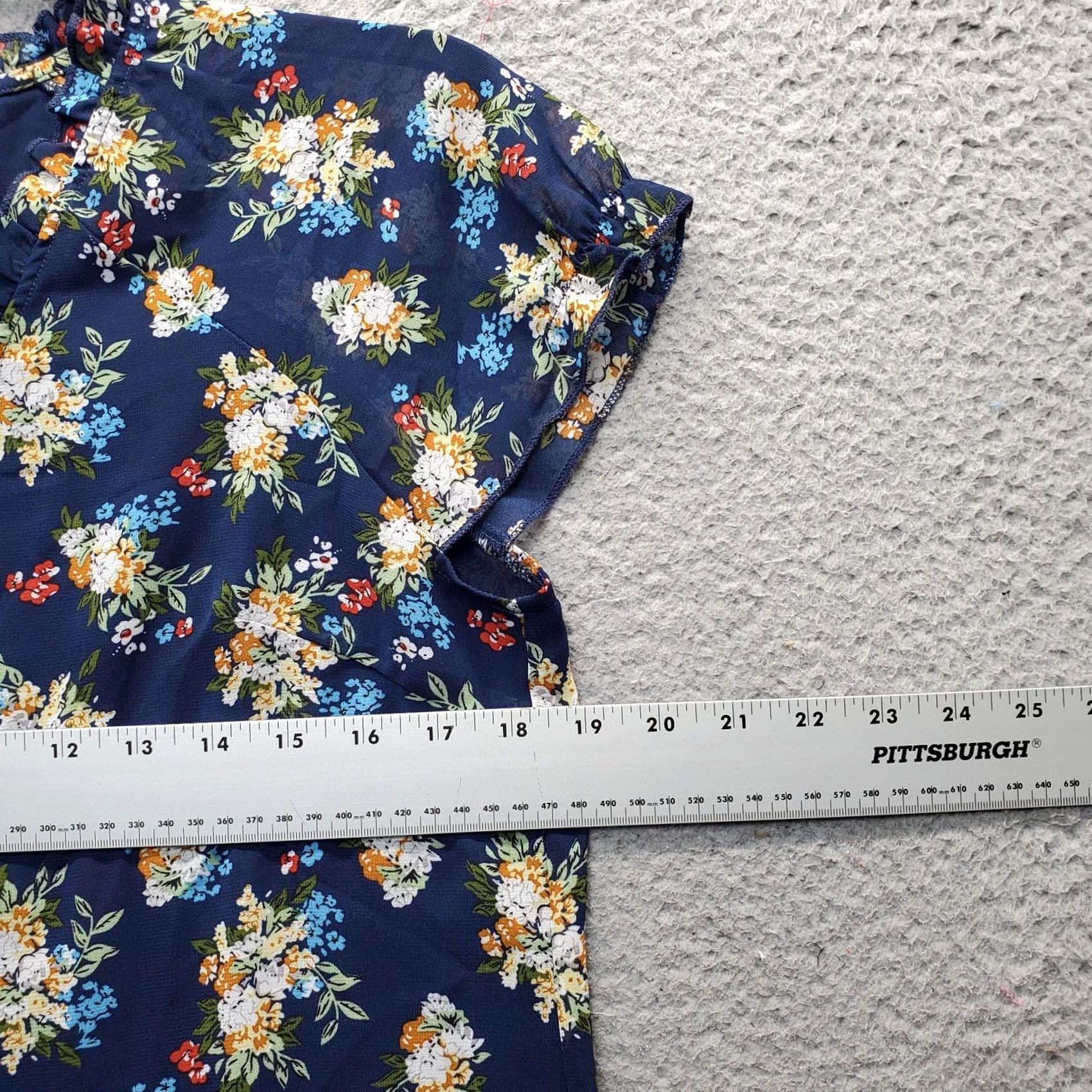 Vintage Allegra K Blouse Top Womens M Multi Floral Sheer Flutter Sleeve Tie Button Front Size M / US 6-8 / IT 42-44 - 4 Thumbnail