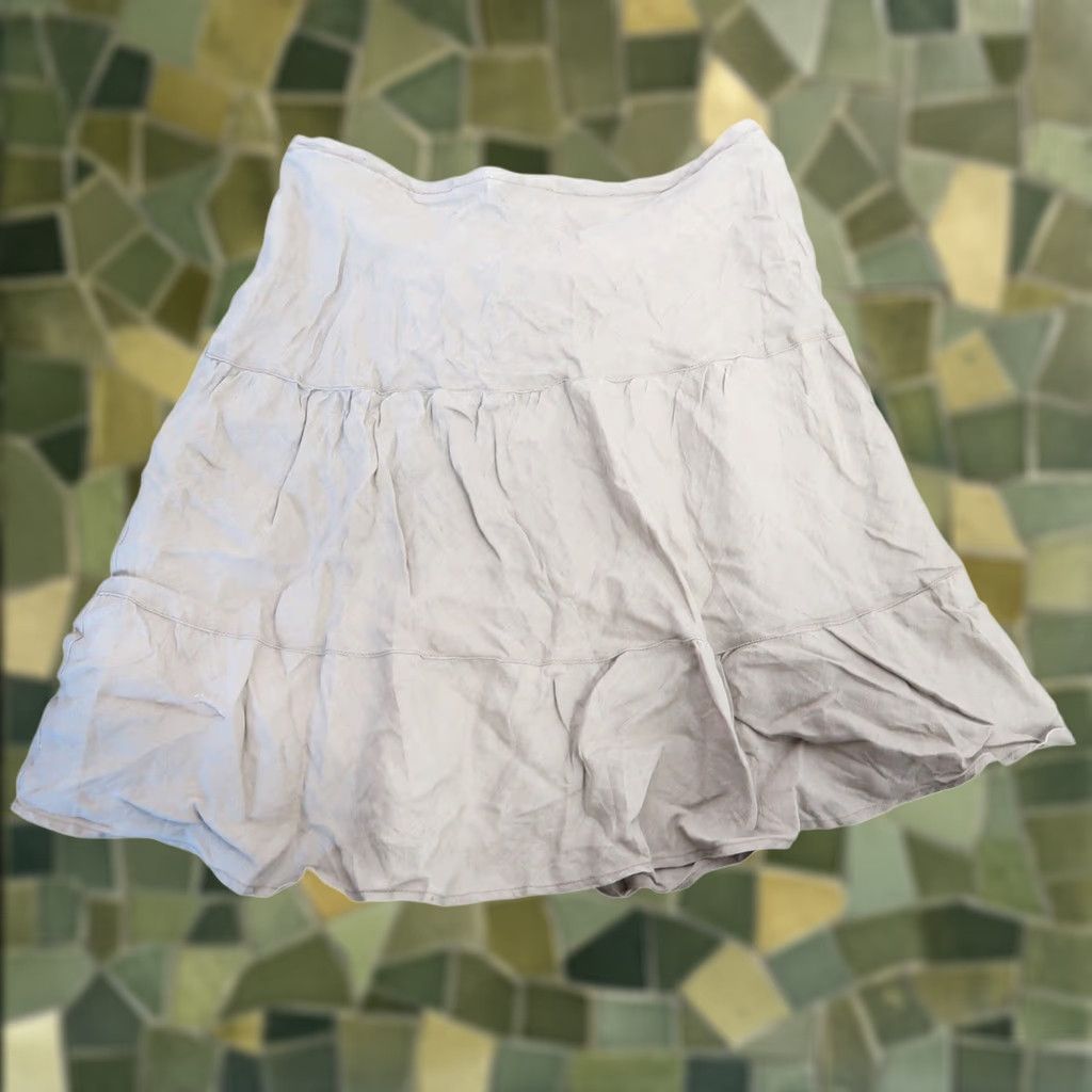 Vintage VINTAGE Tweeds Skirt Mini S Tan Linen Tiered Bohemian 90s Peasant Short Women Mens? Size 28" / US 6 / IT 42 - 1 Thumbnail