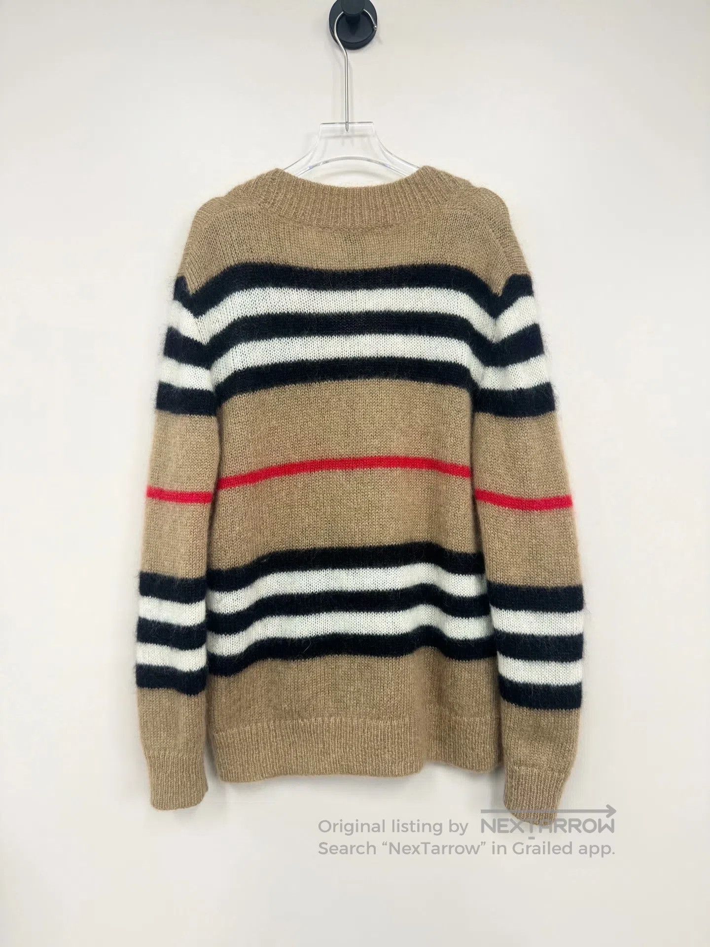 Burberry Burberry Khaki Striped Mohair Knit Cardigan| Size US XS / EU 42 / 0 - 2 Thumbnail