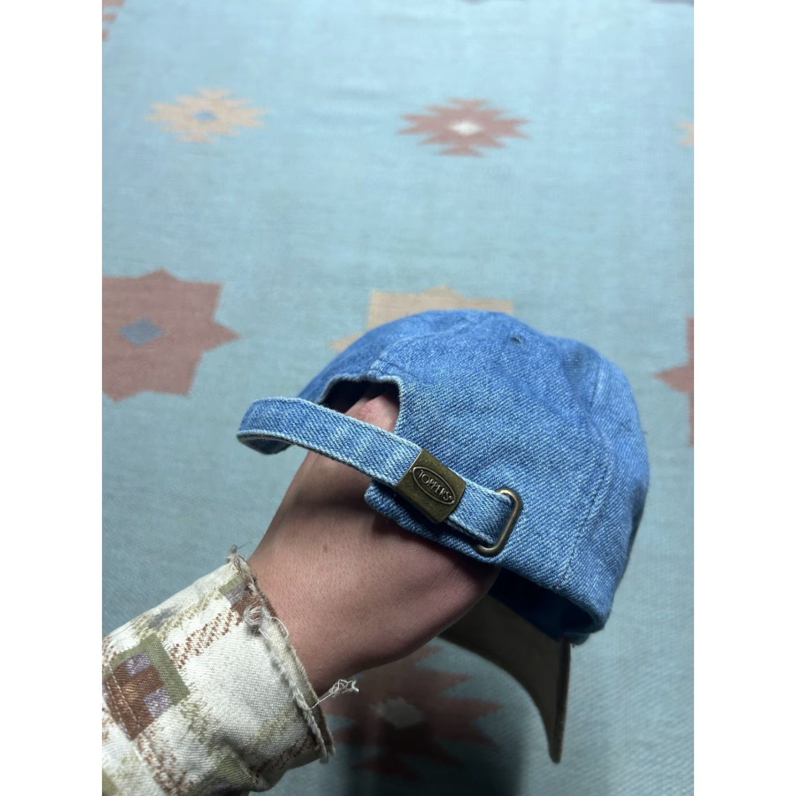 Denime VINTAGE Strapback hat cap Vermont denim embroidered suede bill adjustable Men's Adjustable Blue Denim Suede Vermont Strapback cap Hats Mens Size ONE SIZE - 5 Thumbnail