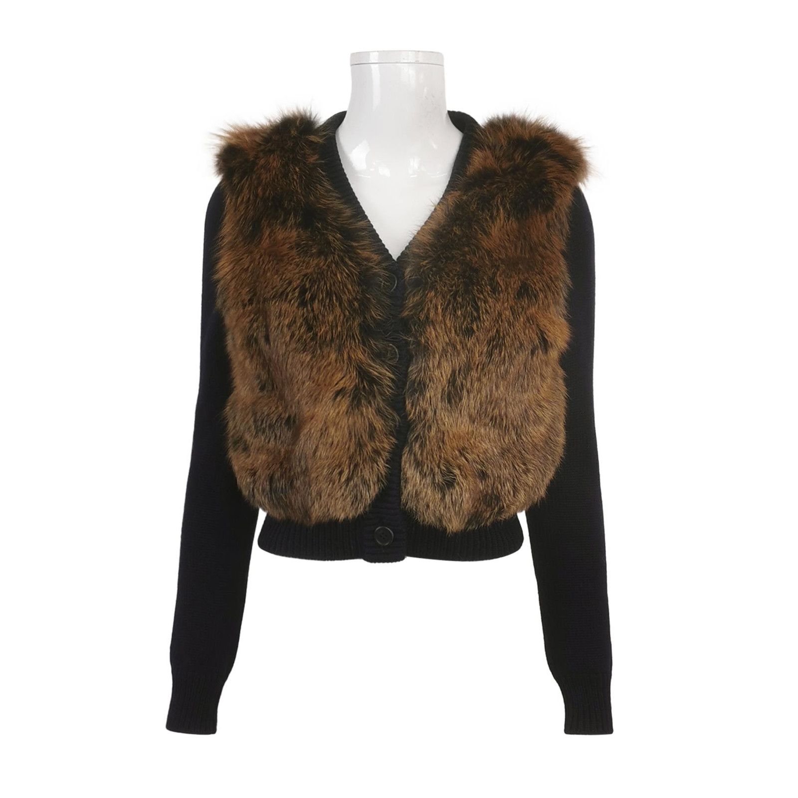 Prada Prada Fur Trim Knit Jacket IT 36 Size XS / US 0-2 / IT 36-38 - 1 Thumbnail