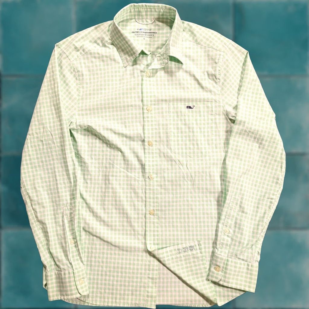 Vineyard Vines Vineyard Vines OTG Green And White Gingham Performance Button Down Men's Small Shirt Mens Small Green Plaid Button-Up Stretch Seasonal 90s? Size US S / EU 44-46 / 1 - 1 Thumbnail