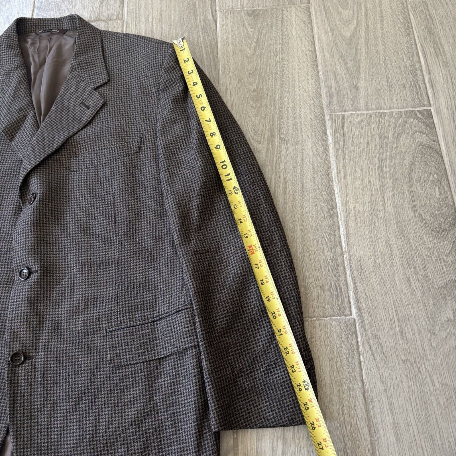 Canali Canali Blazer Wool Silk Coat Brown Houndstooth 44R (EU 54R) Size 44R - 17 Thumbnail