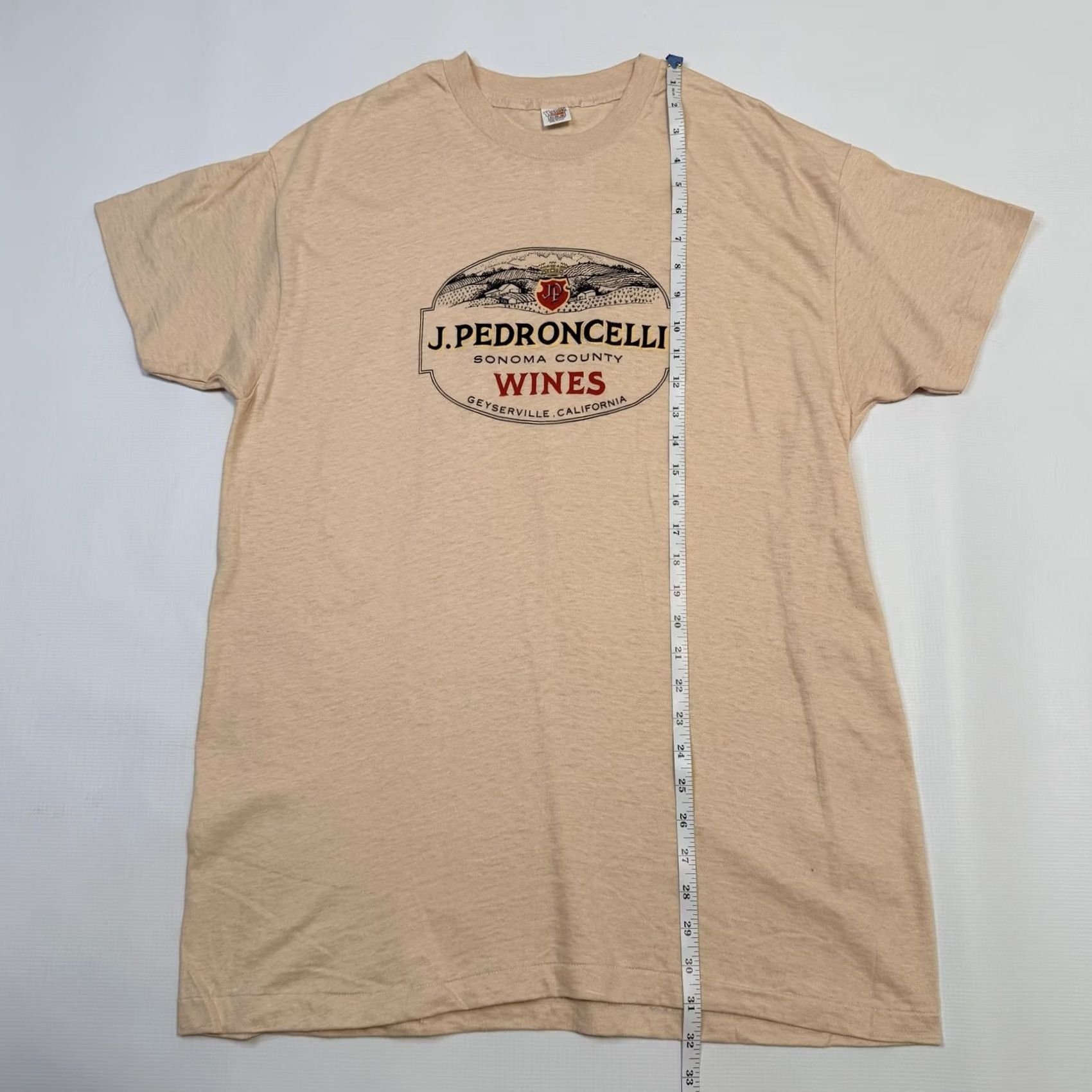 Hanes Vintage Hanes Shirt Mens XL Beige Crew Neck 100% Cotton Graphic Tee J. Pedroncelli Sonoma County Wines Geyserville California USA Men’s Size US XL / EU 56 / 4 - 7 Thumbnail