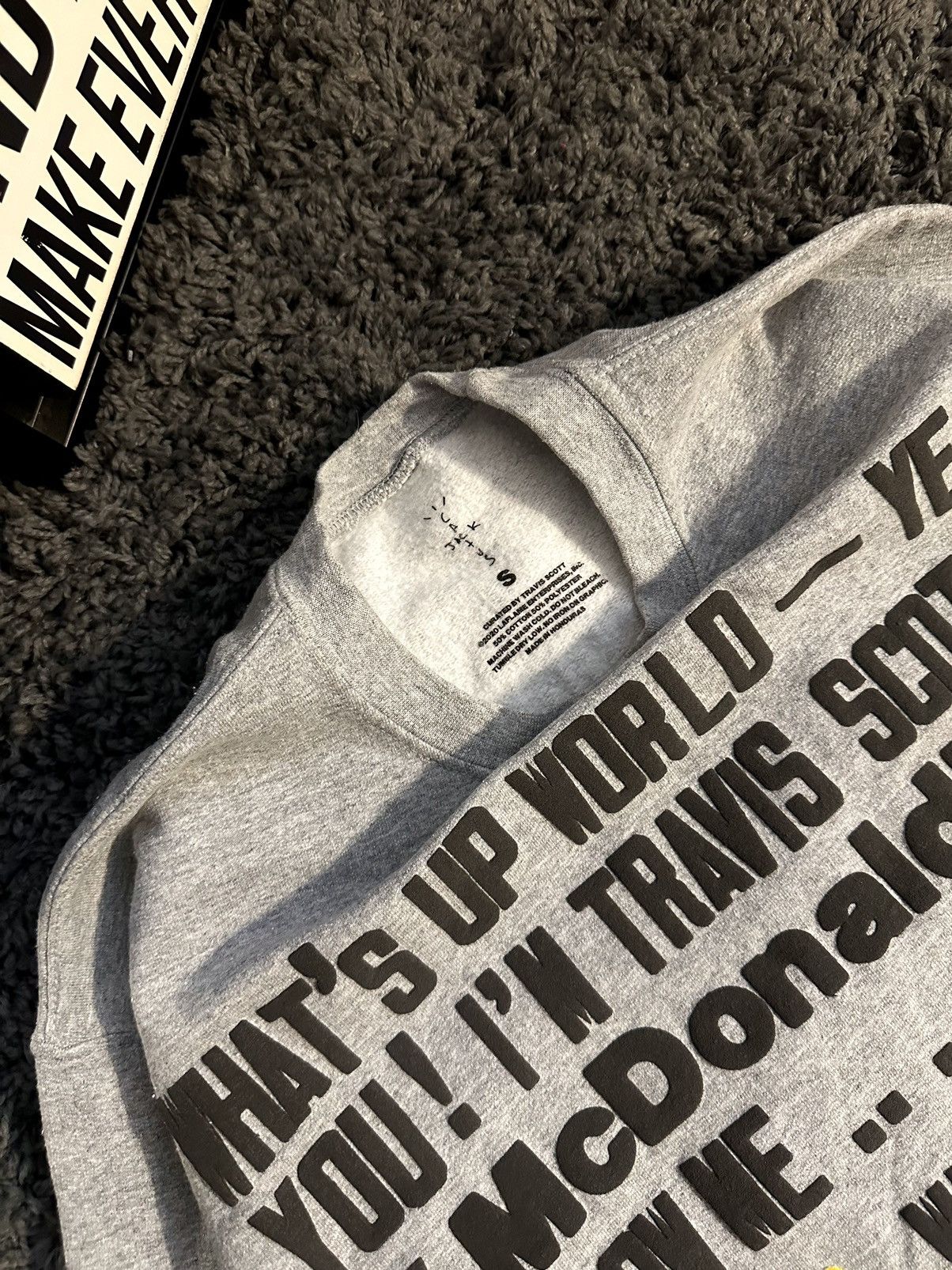 Travis Scott Travis Scott x CPFM x McDonald's Men's Gray Script Crewneck Size US S / EU 44-46 / 1 - 3 Thumbnail