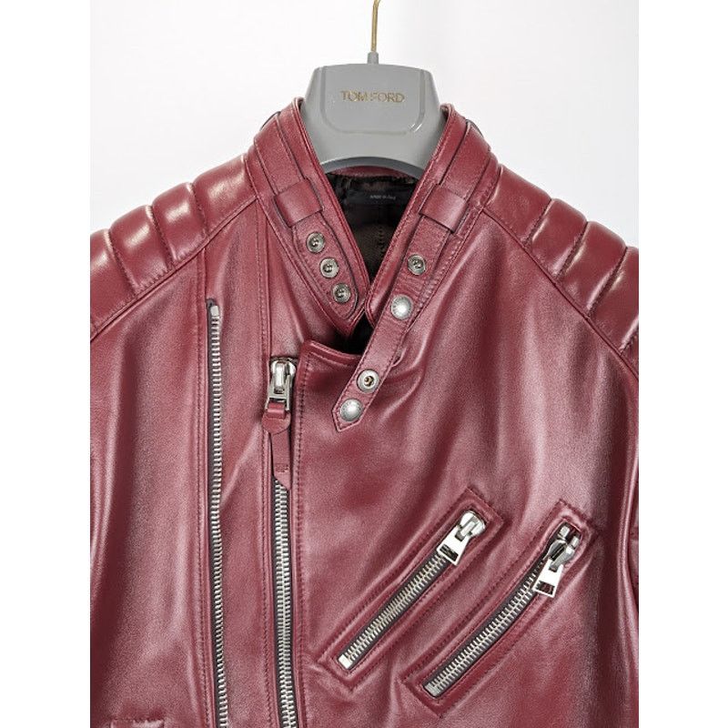 Tom Ford o1rshd1 Leather Jacket in Burgandy Size US L / EU 52-54 / 3 - 3 Thumbnail