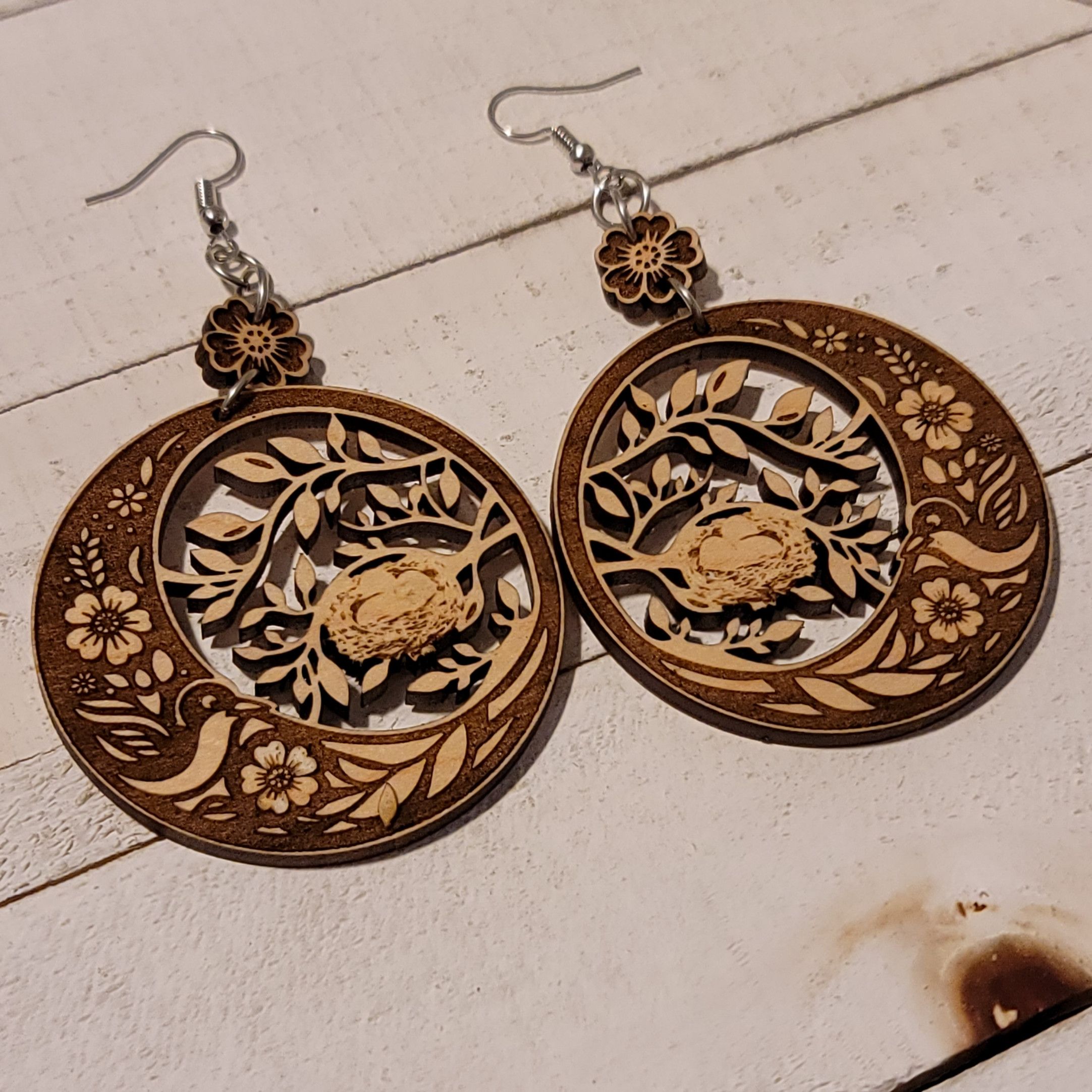 Handmade Handmade Nest Maple Wood Dangle Earrings Size ONE SIZE - 3 Thumbnail