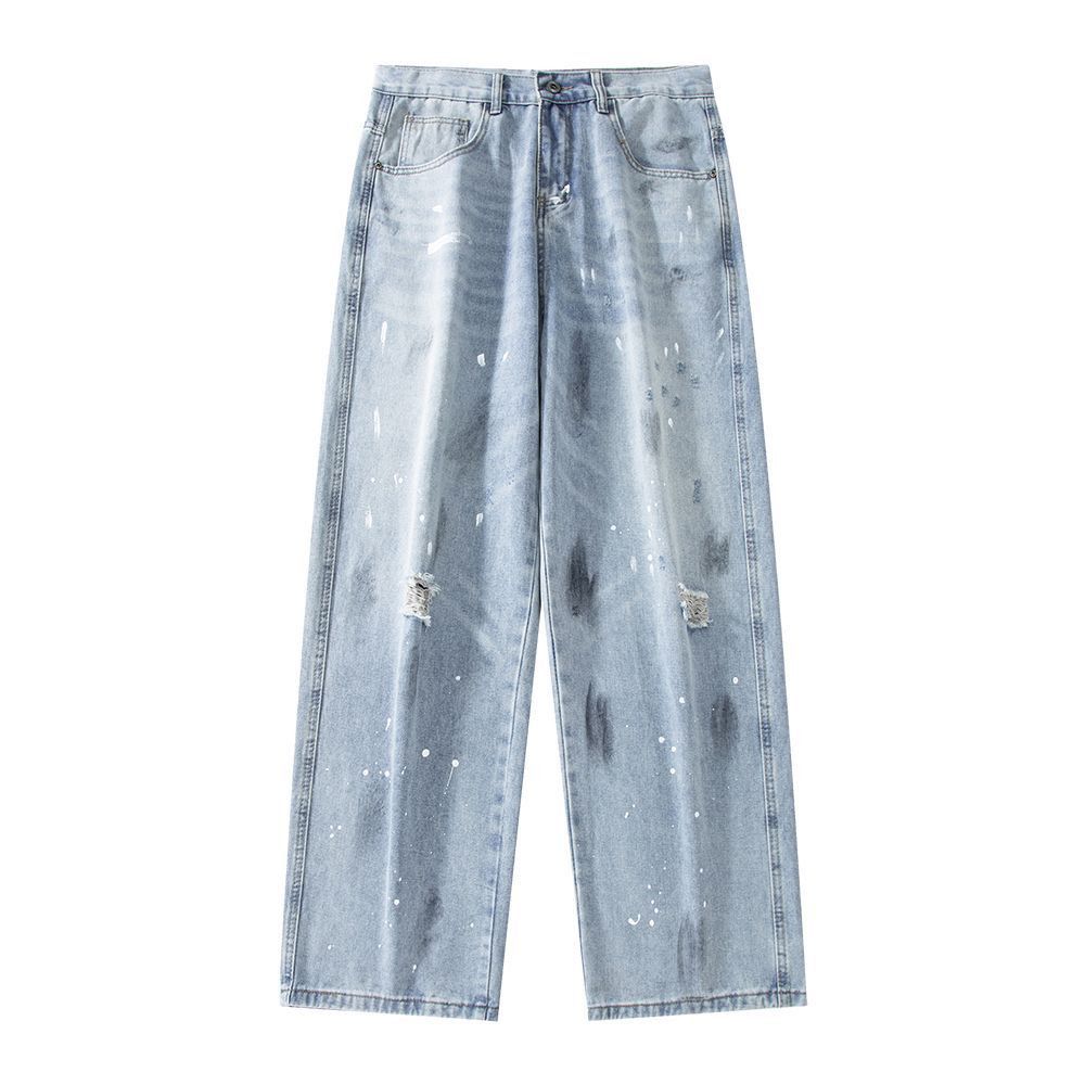 Japanese Brand Men's dirty whiskering street baggy ripped jeans Size US 32 / EU 48 - 4 Thumbnail