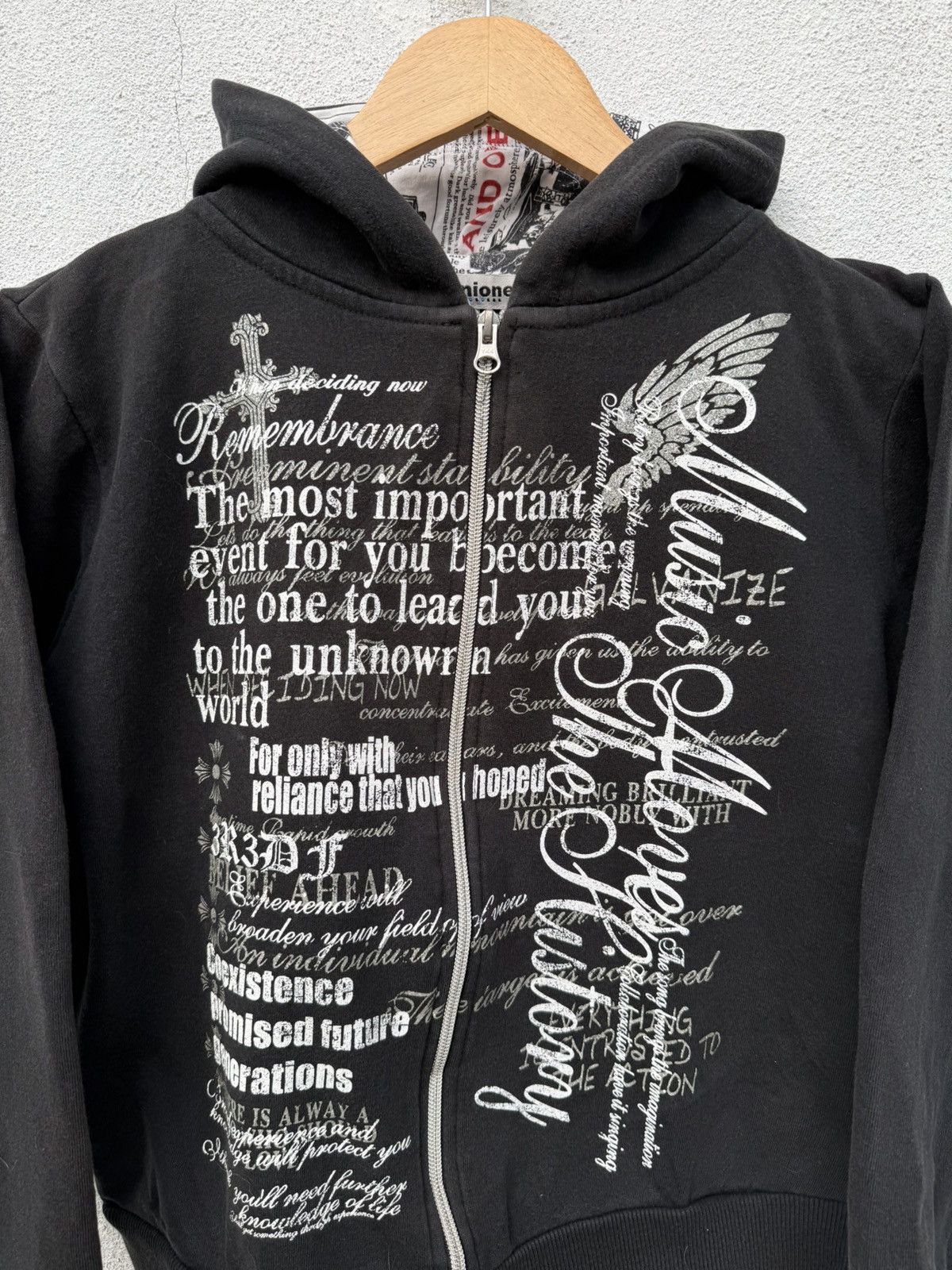If Six Was Nine Archival Sirmione Cross Anarchy Punk Boxy Zipper Hoodie Size XS / US 0-2 / IT 36-38 - 2 Thumbnail