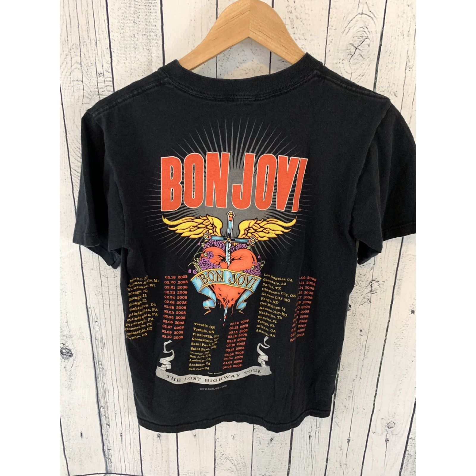Anvil BON JOVI The Lost Highway 2008 Tour T Shirt Black Size Small L3 Shirt Mens Graphic Tee Bon Jovi Size US S / EU 44-46 / 1 - 4 Thumbnail