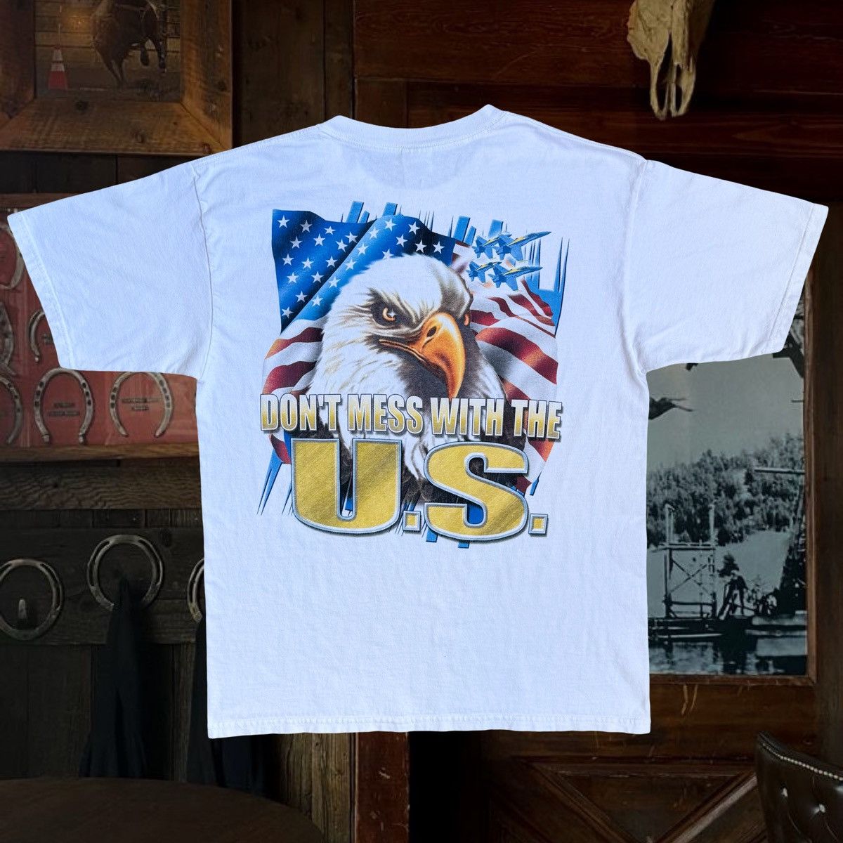 Gildan × Vintage 90s Do Not Mess With USA Vintage Americana Patriotic Shirt L Size US L / EU 52-54 / 3 - 2 Thumbnail
