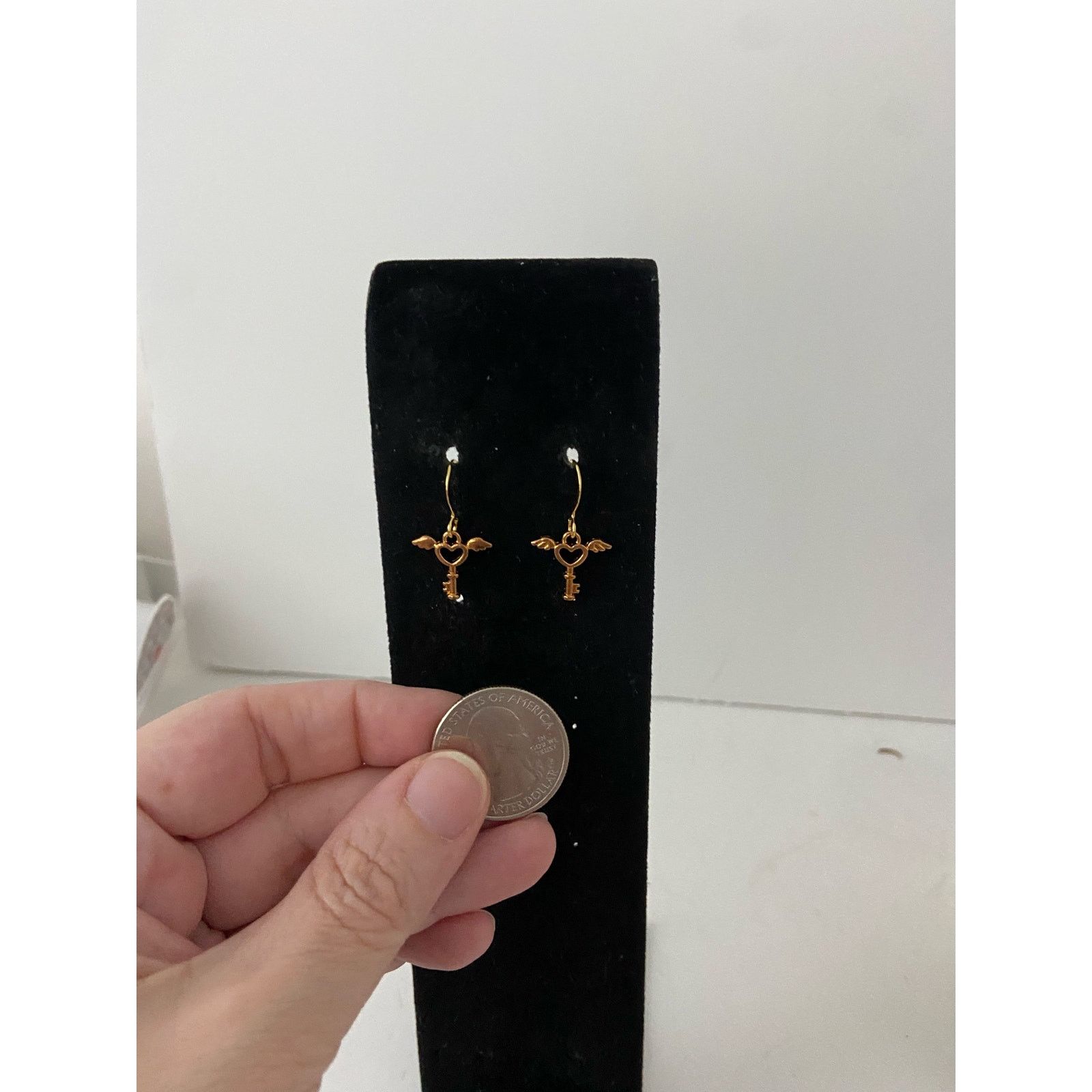 Handmade key earrings gold tone Size ONE SIZE - 2 Thumbnail