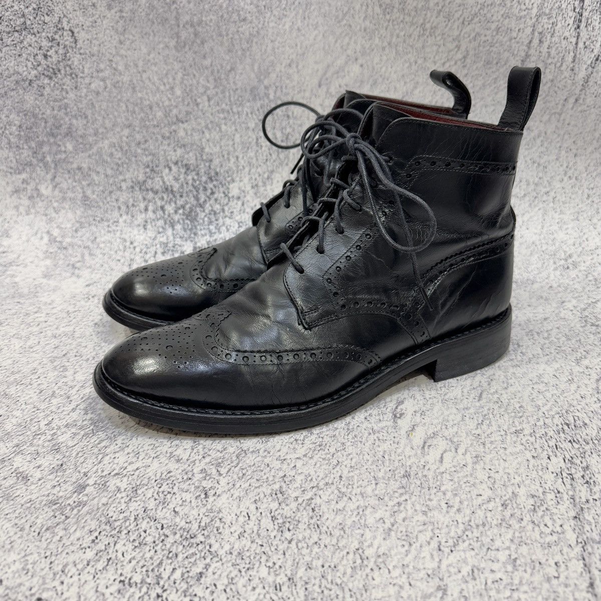 Loake George Black Leather Derby Boots US9 UK8