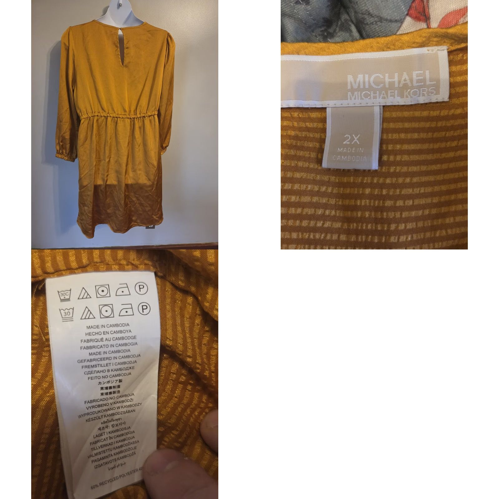 Michael Kors Michael Kors Marigold Long Sleeve Flounce Wrap Dress Yellow 2X Womens Size XXL / US 16-18 / IT 52-54 - 8 Thumbnail
