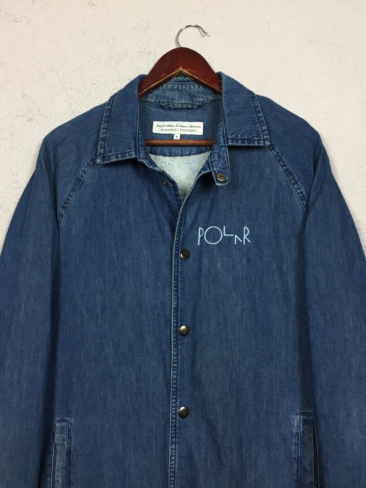Polar Skate Co. × Vintage vintage jacket POLAR SKATE CO Stroke Logo Denim Coach Jacket Size US M / EU 48-50 / 2 - 6 Thumbnail