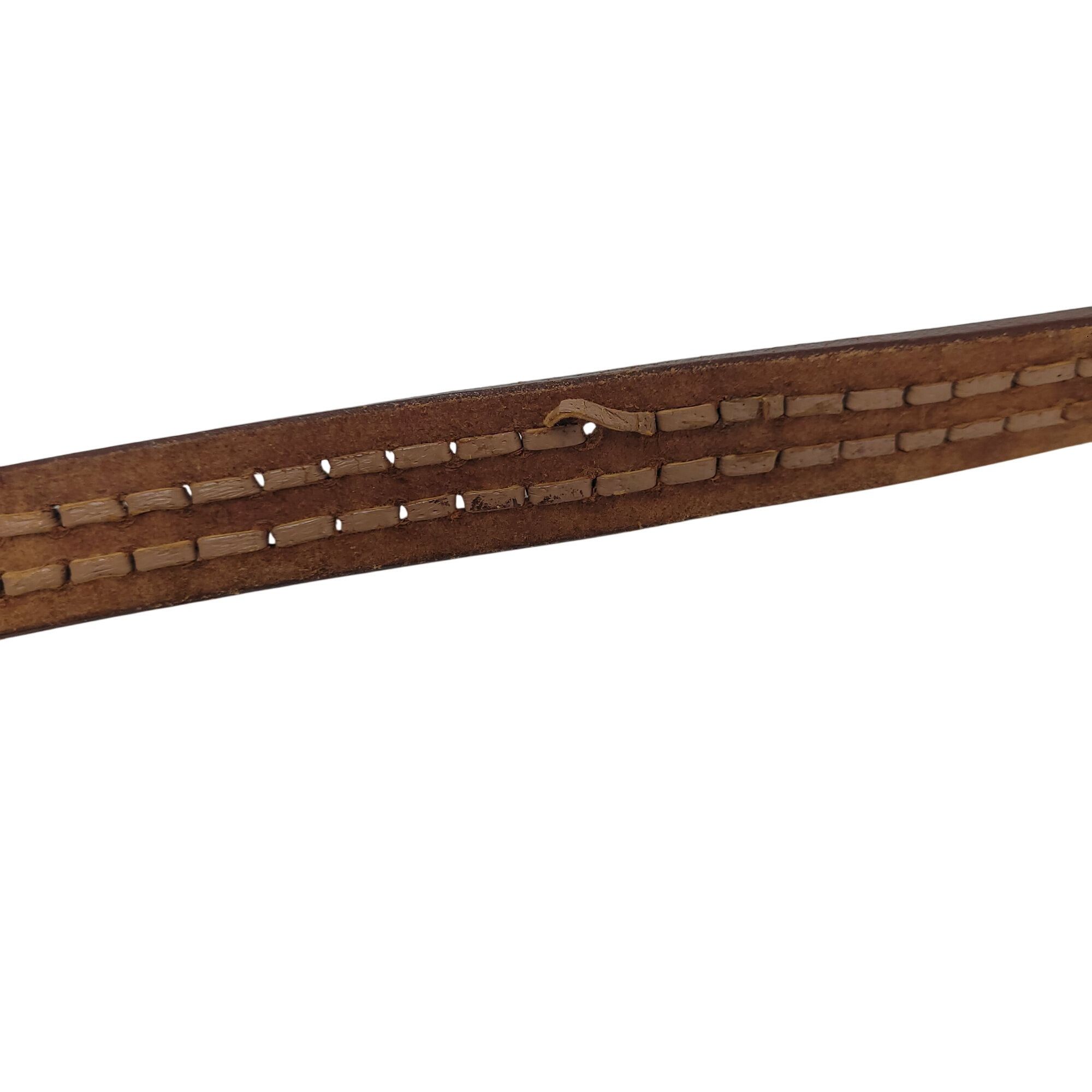 Handmade Vtg Handmade Cognac Braided Tooled Western Leather Belt 28" Size ONE SIZE - 12 Thumbnail