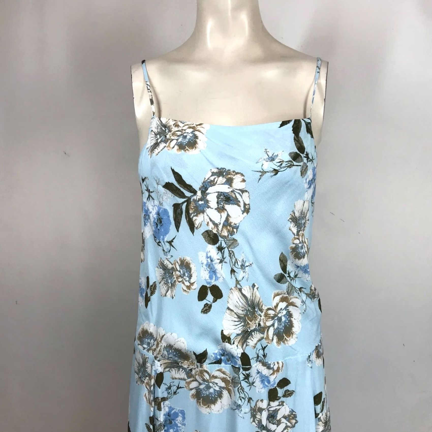 Vintage VINTAGE LEITH Women's XXL BLUE FLORAL SPAGHETTI STRAP 100% RAYON MAXI DRESS Size XXL / US 16-18 / IT 52-54 - 2 Thumbnail