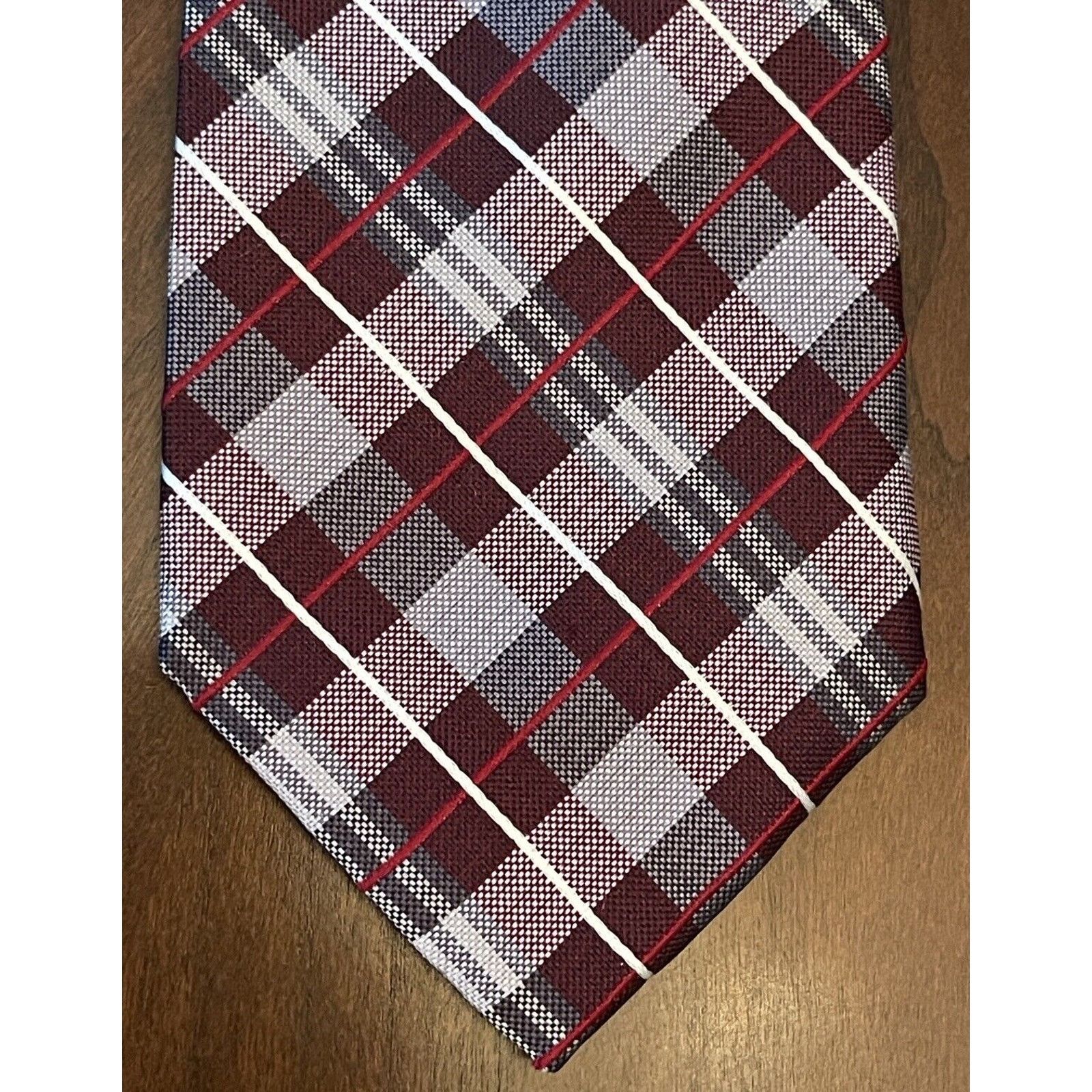 Pronto Uomo Pronto Uomo Couture Burgundy Gray Hand Made Silk Long Size ONE SIZE - 1 Thumbnail
