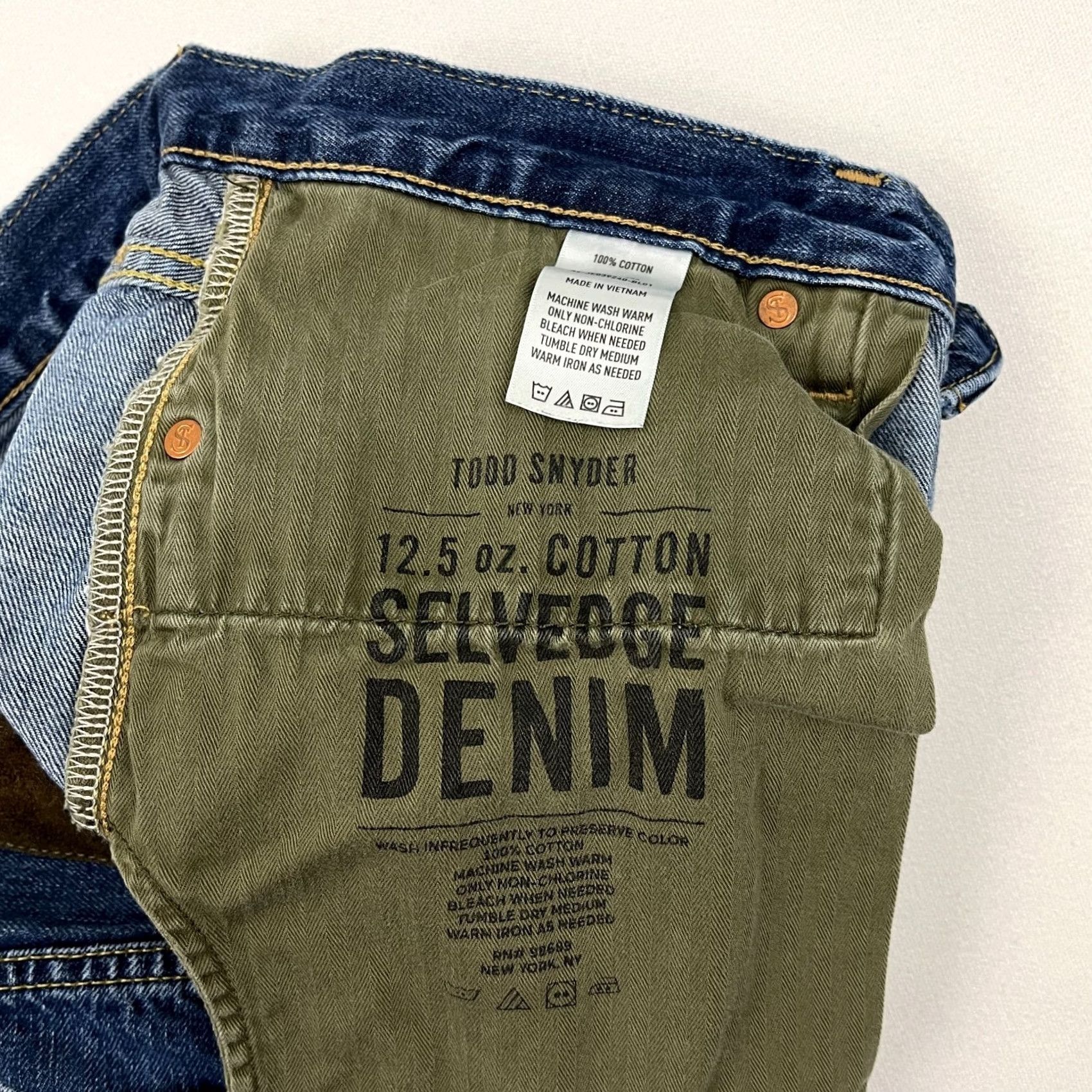 Todd Snyder Todd Snyder Jeans Mens 33x32 Slim Fit Medium Wash Blue Denim 5-Pocket Style Tapered Vintage: No Size US 33 - 2 Thumbnail