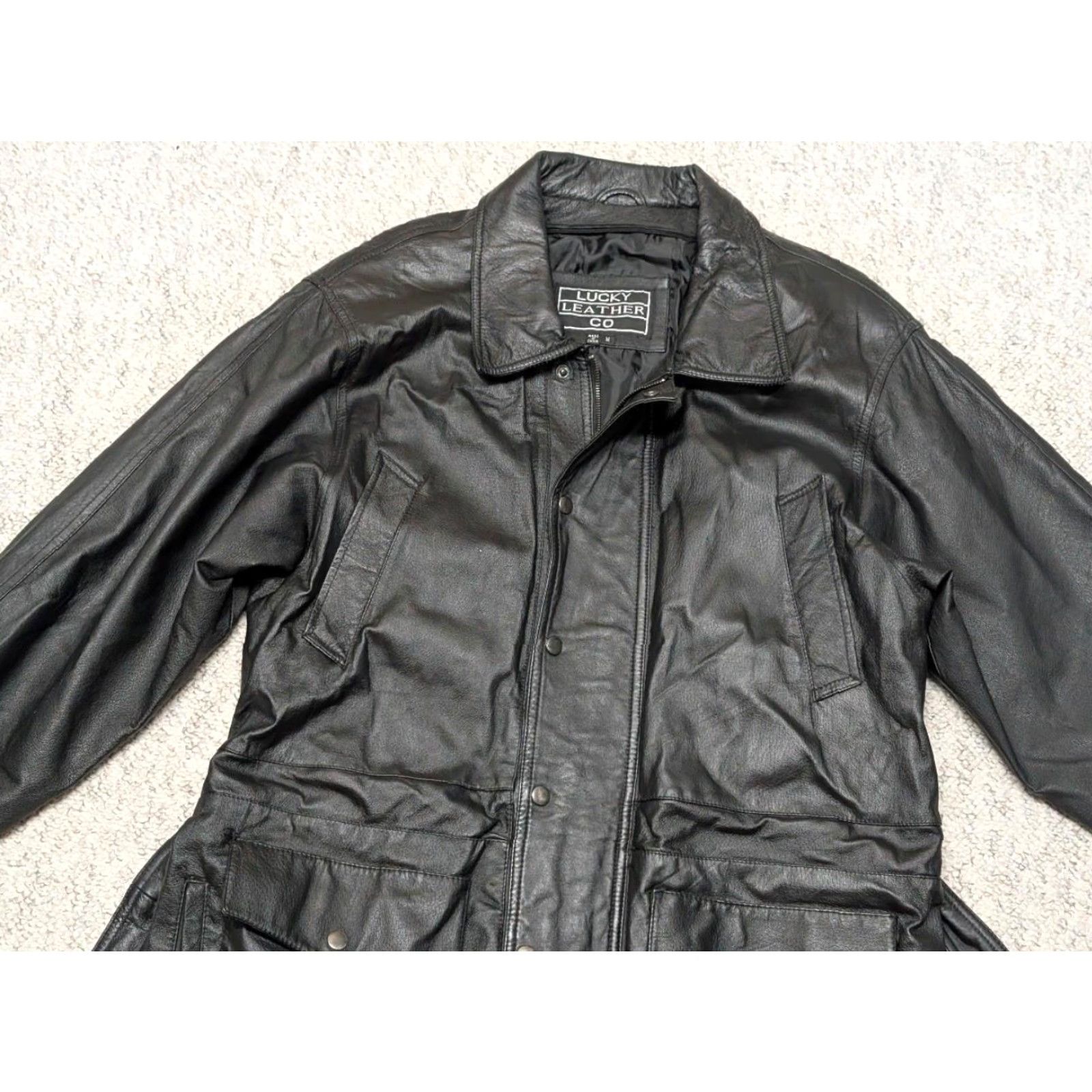 Vintage VINTAGE 1990s black leather overcoat belted trench coat M Mens Coat 42-44 overcoat belt snap zip Size US M / EU 48-50 / 2 - 5 Thumbnail