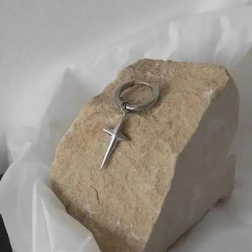 Other 925 Silver Plated Cross Star Dangle Drop Earrings for Men Size ONE SIZE - 4 Thumbnail