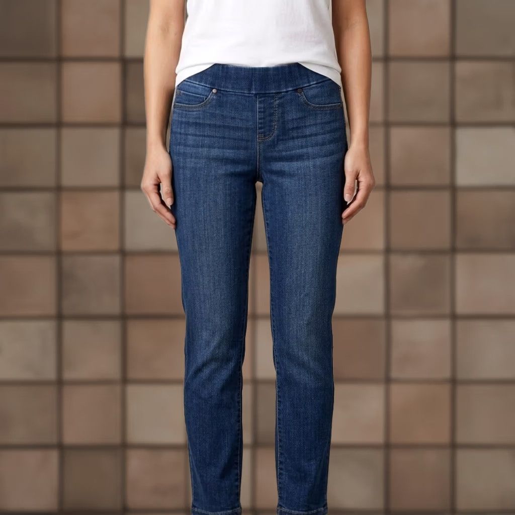 Vintage VINTAGE Liverpool The Slim Pull-On Jeans Medium Wash Whiskered Petite 4/27 EUC Size 27" / US 4 / IT 40 - 1 Thumbnail