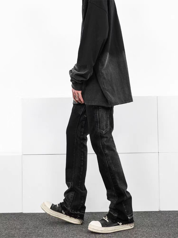 Japanese Brand × Jean High Street Vintage Washed Black Micro Flare Jeans Size US 32 / EU 48 - 2 Thumbnail