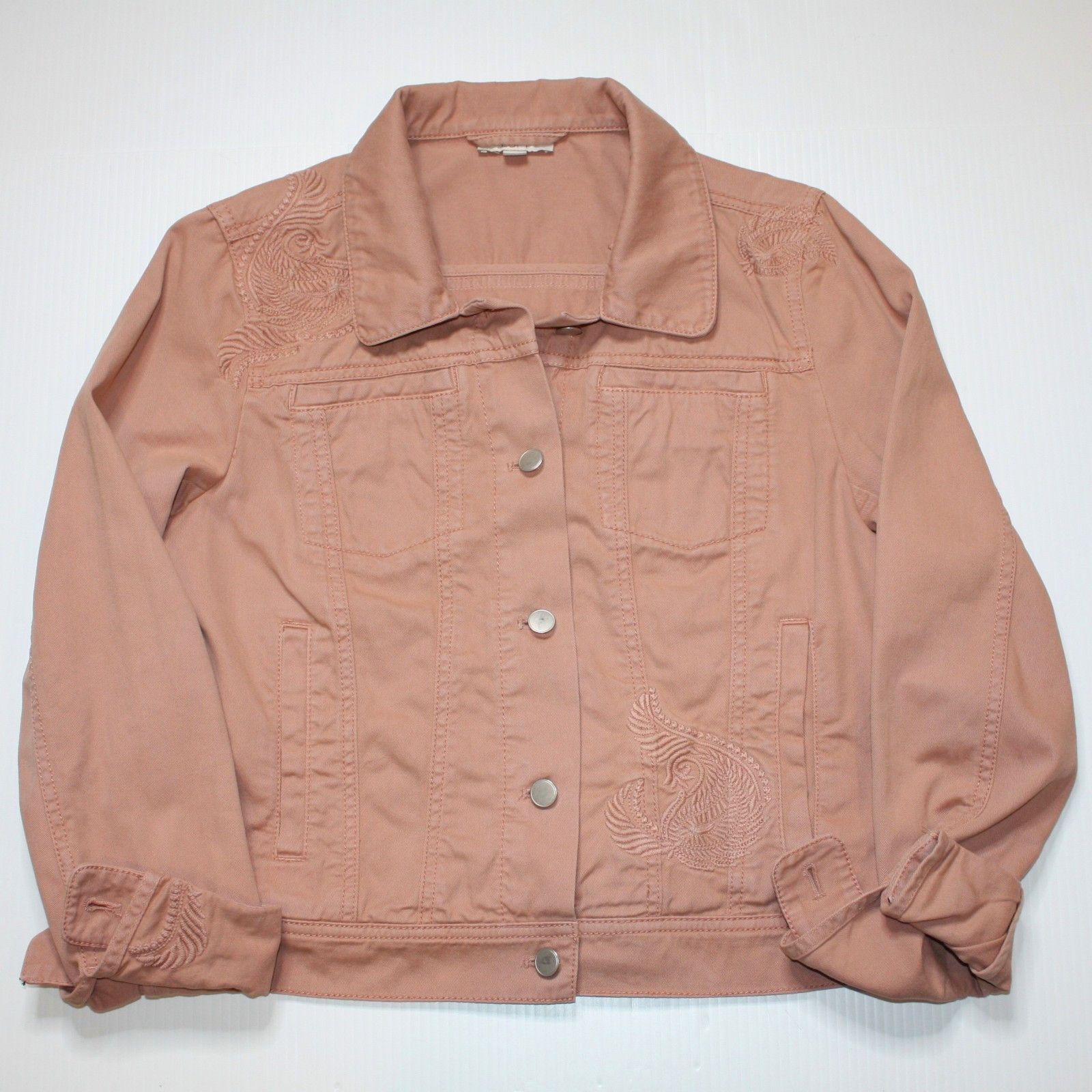 Loft Paisley Embroidered Denim Jacket in Color Arizona Clay Size S / US 4 / IT 40 - 5 Thumbnail