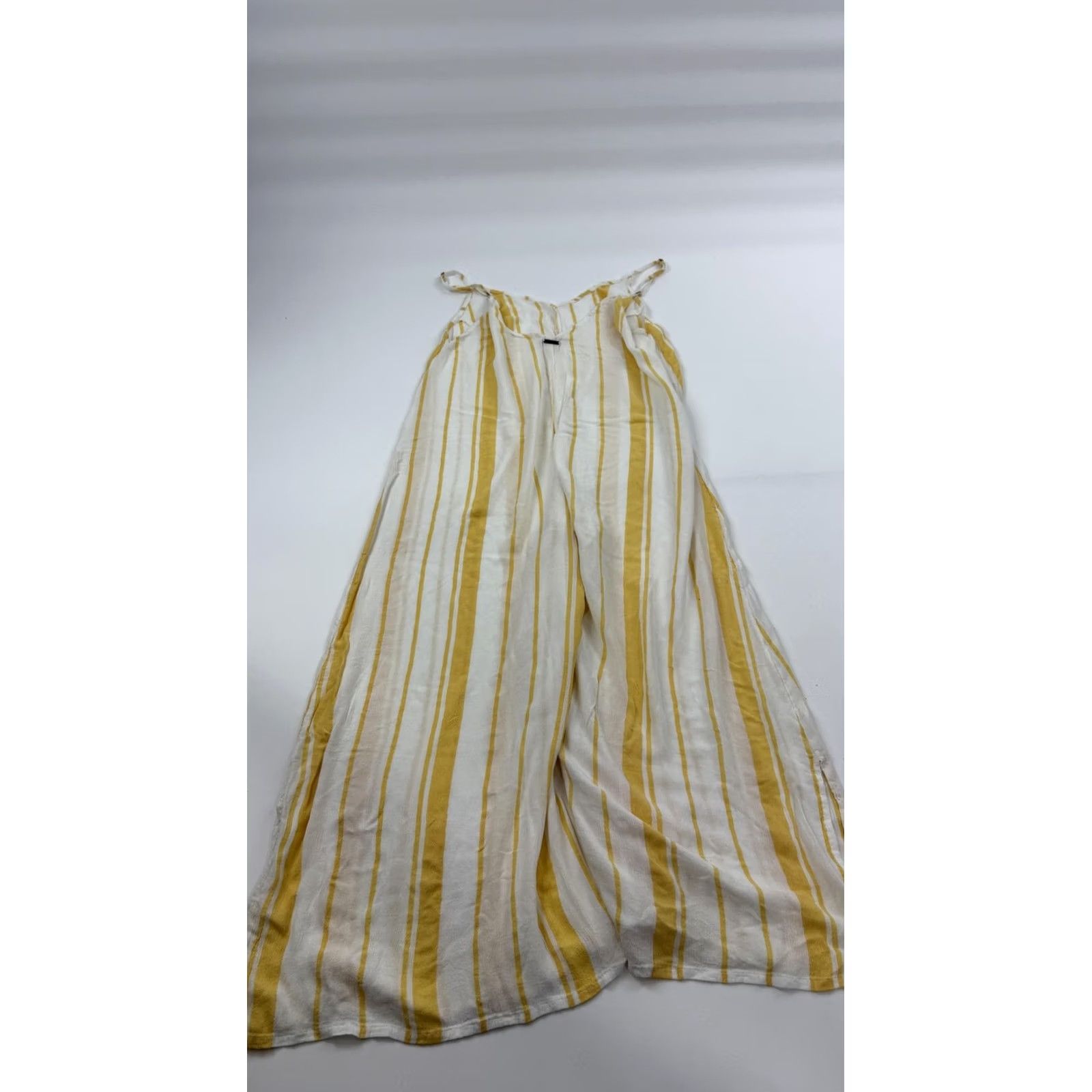 Billabong Billabong Womens Wide-Leg Beach Jumpsuit - Large Yellow White Stripes Tie - Woven Size 28" / US 6 / IT 42 - 5 Thumbnail