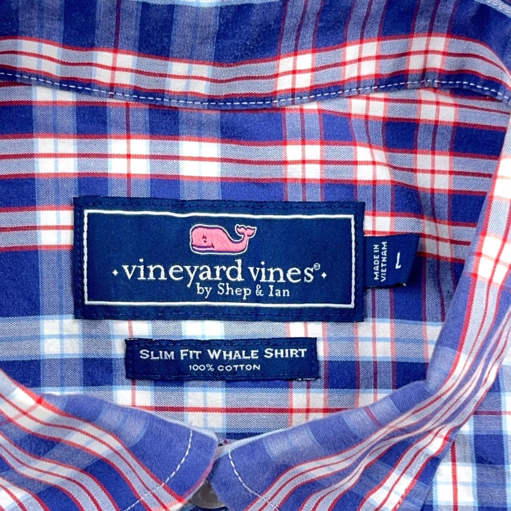 Vineyard Vines Vineyard Vines Shirt Men L Slim Fit Blue Red Plaid Button Up Poplin Whale B1 Size US L / EU 52-54 / 3 - 5 Thumbnail