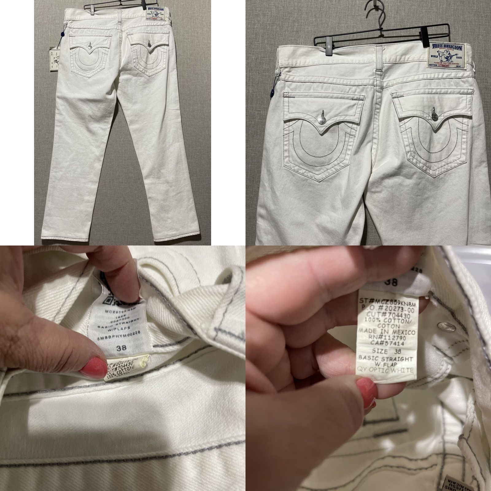 True Religion True Religion Jeans Women's Straight 40X31 White Gray Stitch Flap NEW 90s Logo USA Size 26" / US 2 / IT 38 - 8 Thumbnail