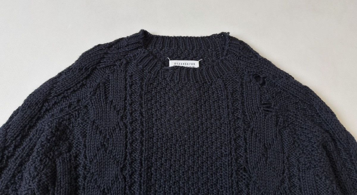 Maison Margiela A/W 21 Distressed Blue Cable Knit Sweater Size US XL / EU 56 / 4 - 4 Thumbnail