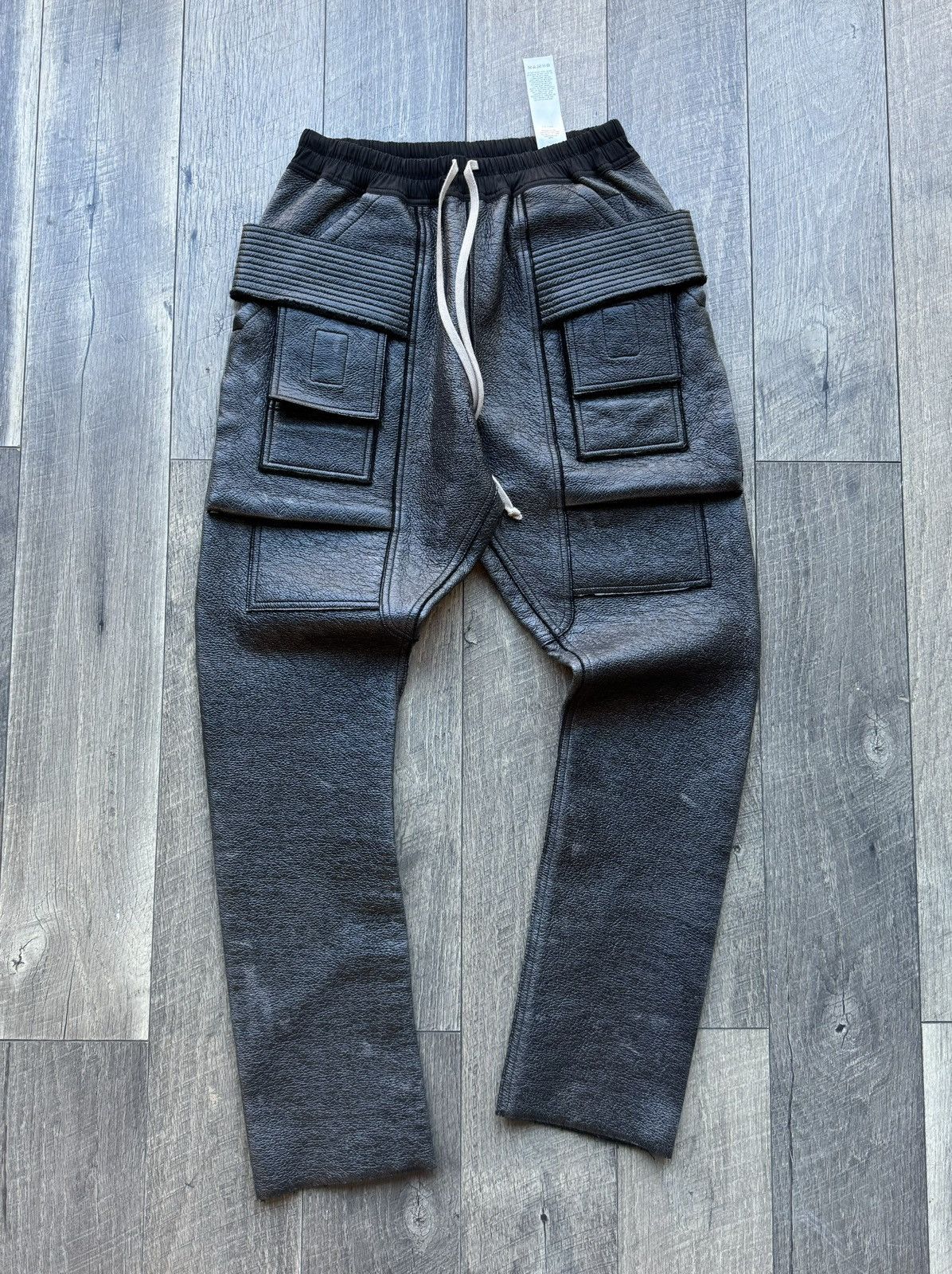 Rick Owens Rick Owens DRKSHDW Coated Denim Drawstring Cargo Pants - XS Size US 30 / EU 46 - 1 Thumbnail