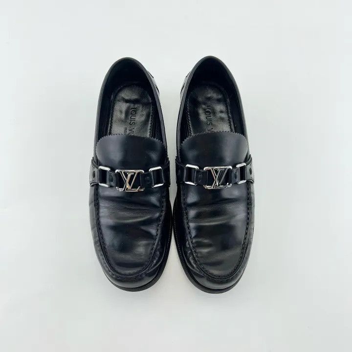 Louis Vuitton Louis Vuitton Black Leather Slip-On Loafers -2508 Size US 7.5 / EU 40-41 - 2 Thumbnail