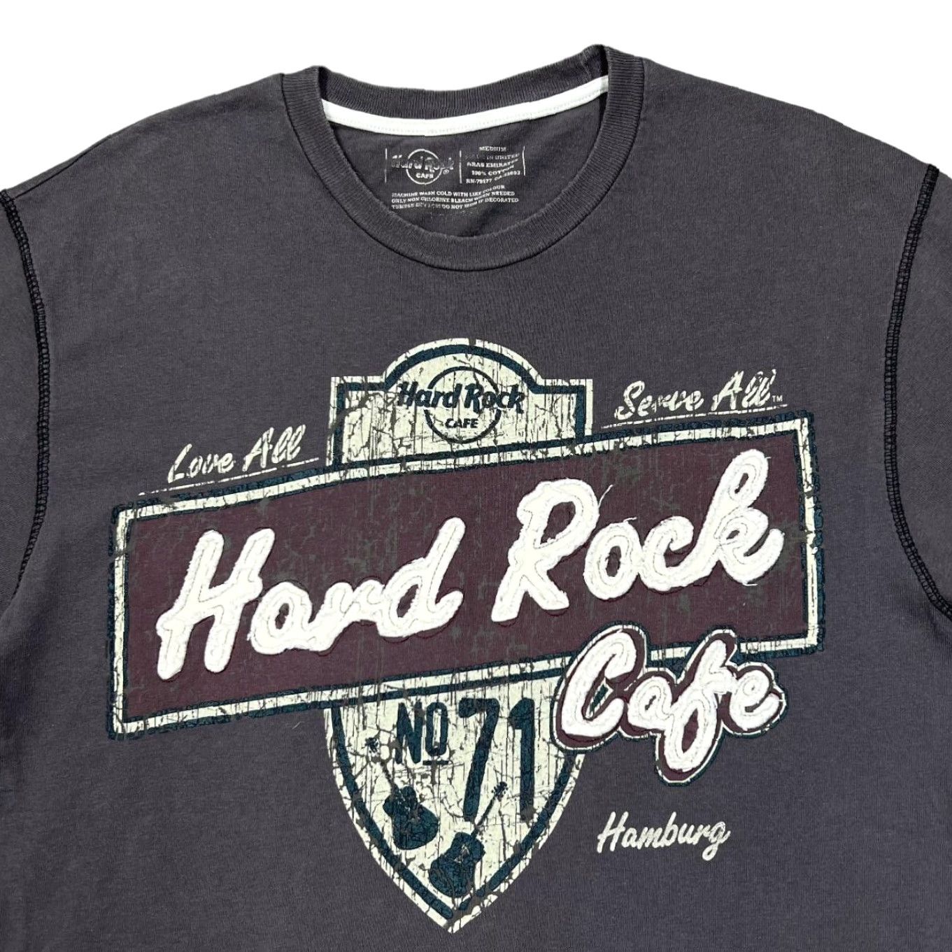 Hard Rock Cafe HARD ROCK CAFE Hamburg Embroidered Spellout Souvenir Graphic T-Shirt Medium Grey Men M Size US M / EU 48-50 / 2 - 2 Thumbnail