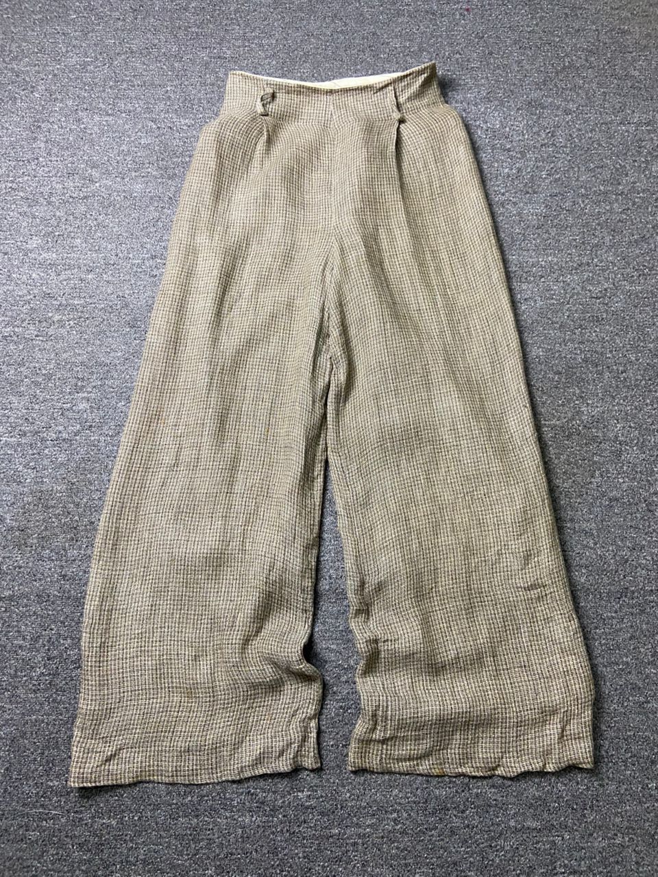 Japanese Brand FINITY Brand Linen Checkered Wide Leg Pants (169) Size 28" / US 6 / IT 42 - 2 Thumbnail