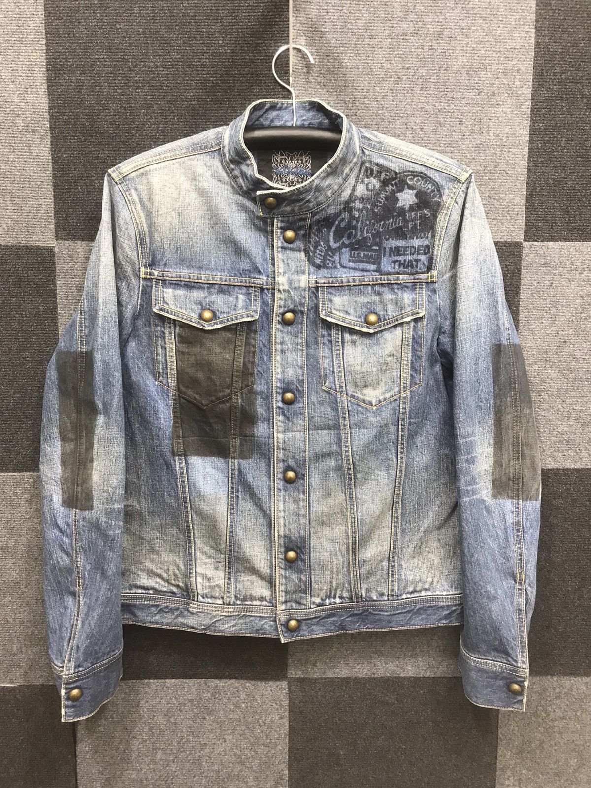 Japanese Brand Archival VelvetBlue Japanese Art Designer Trucker Jacket Size US M / EU 48-50 / 2 - 1 Thumbnail