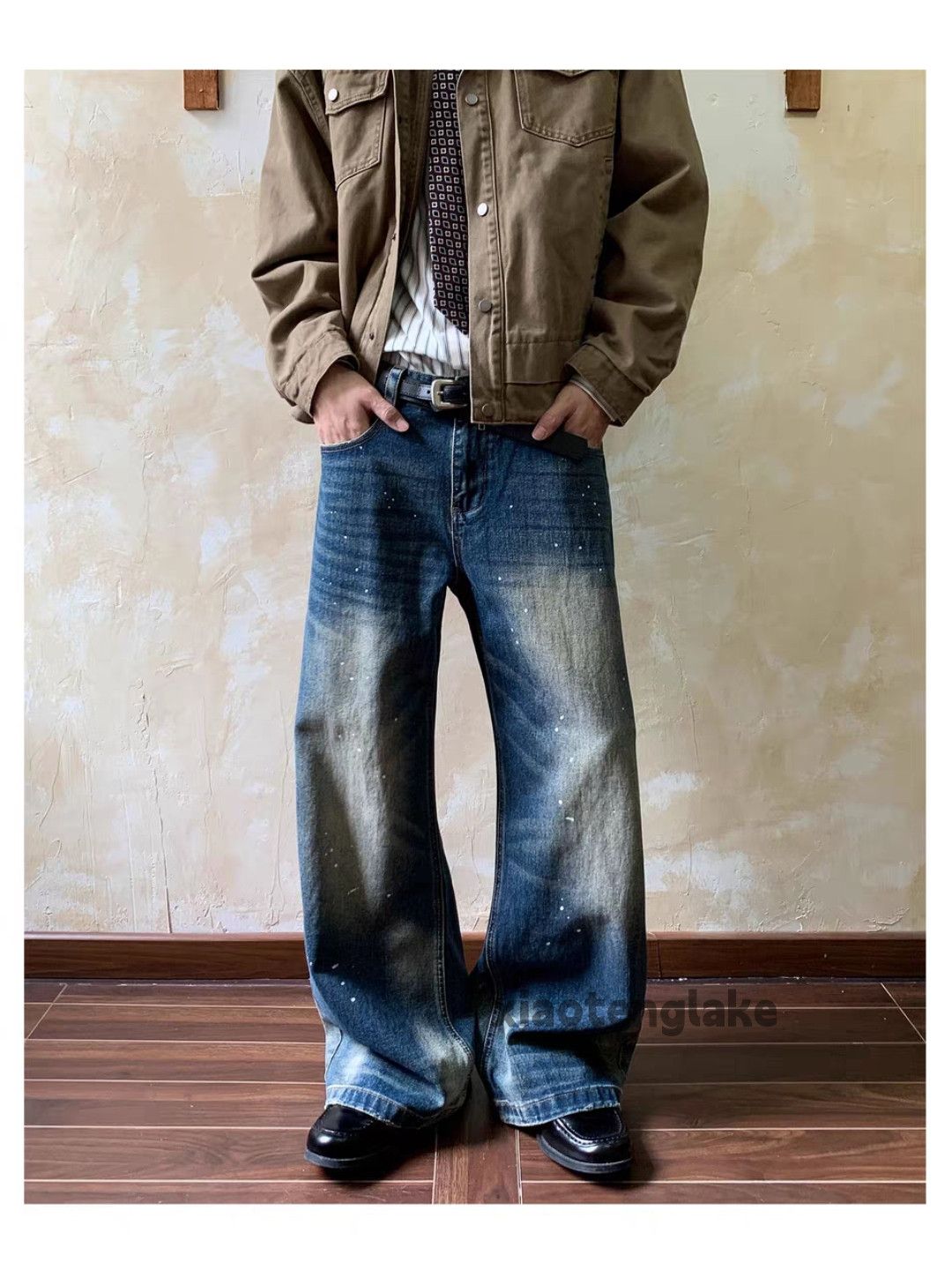 xtl washed faded cleanfit yuppie y2k flared paint jeans