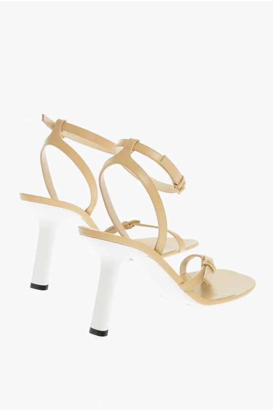 og1mm0624 Leather Ankle Strap Sandals in Beige/White