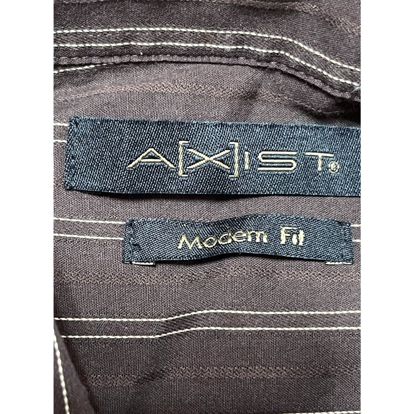 Vintage Axist Shirt Men's M Brown Modern Fit Button Up Long Sleeve Collared Regular Fall Spring Summer Casual Shirt Size US M / EU 48-50 / 2 - 7 Thumbnail