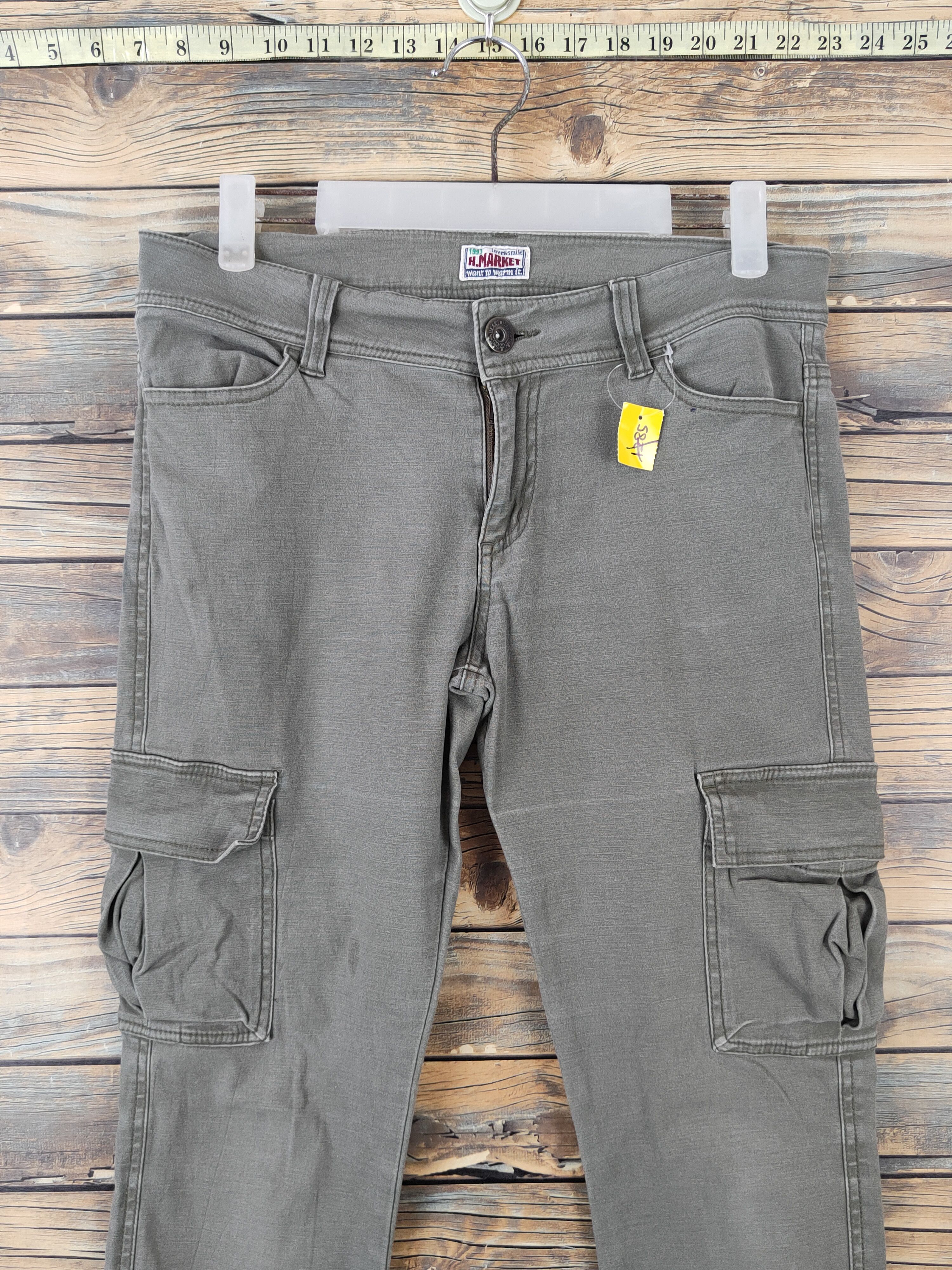 Japanese Brand H.Market Green Faded Multipocket Tactical Cargo Pants #W1912 Size US 32 / EU 48 - 2 Thumbnail
