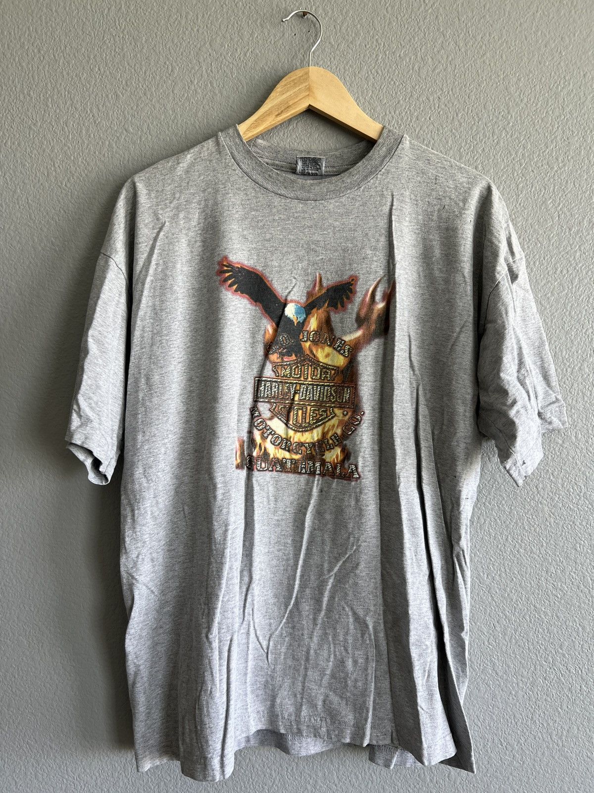 Vintage Vintage Harley Davidson Flame Eagle Bootleg Guatemala tee Size US XL / EU 56 / 4 - 1 Thumbnail