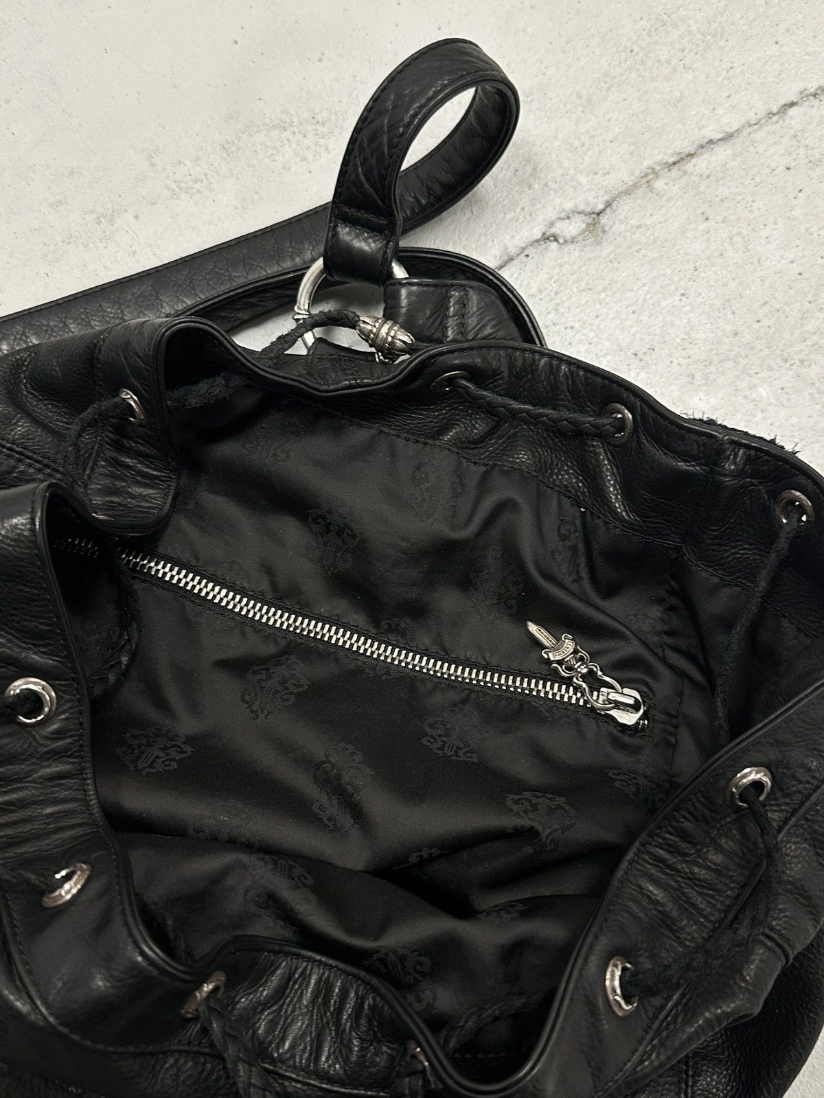 Chrome Hearts Chrome Hearts Flooded Leather Patch Drawstring Backpack Size ONE SIZE - 16 Thumbnail
