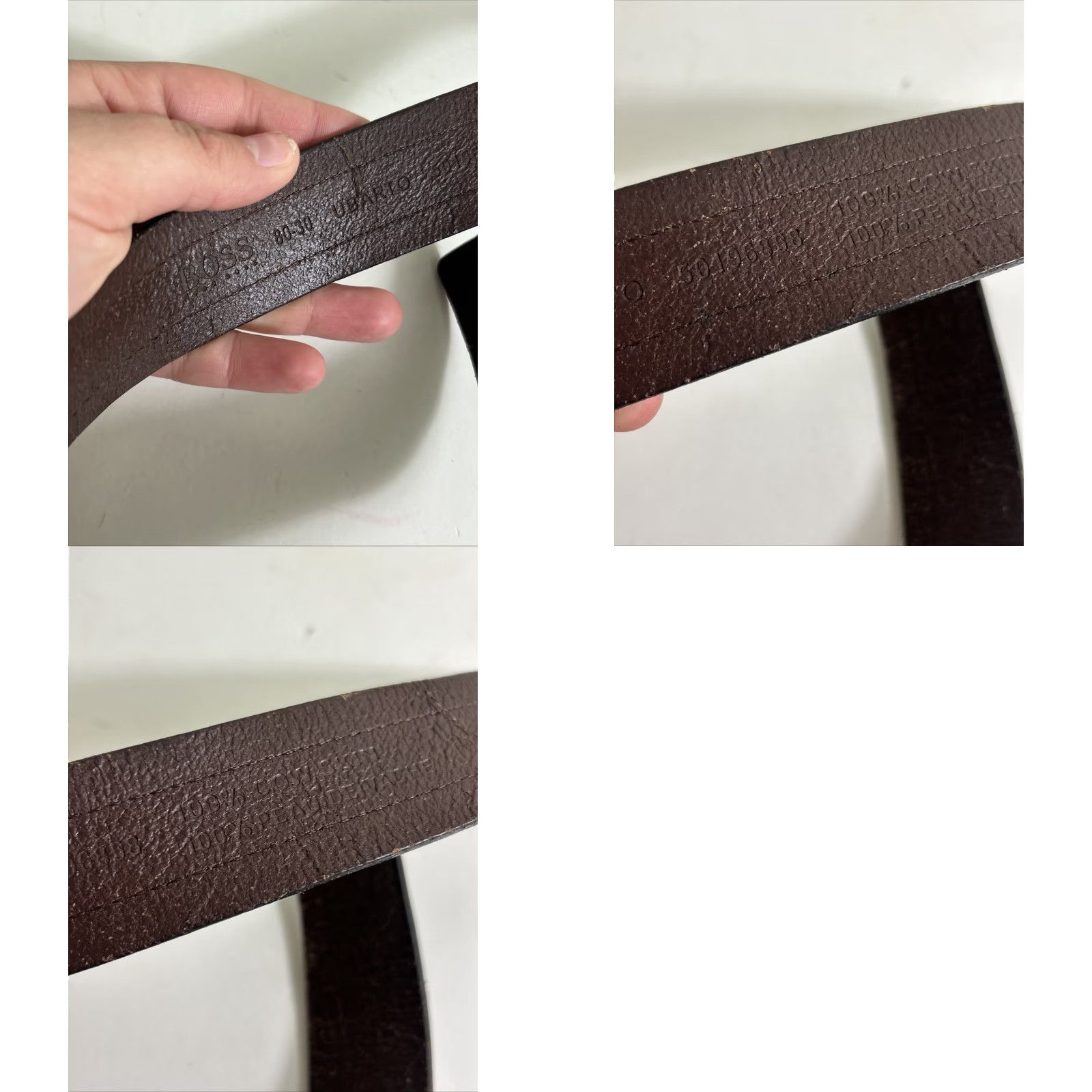 Hugo Boss HUGO BOSS Belt Leather Cow Skin Brown 30 Men Leather Belt Brown Hugo Boss Mens 30 Size 30 - 9 Thumbnail