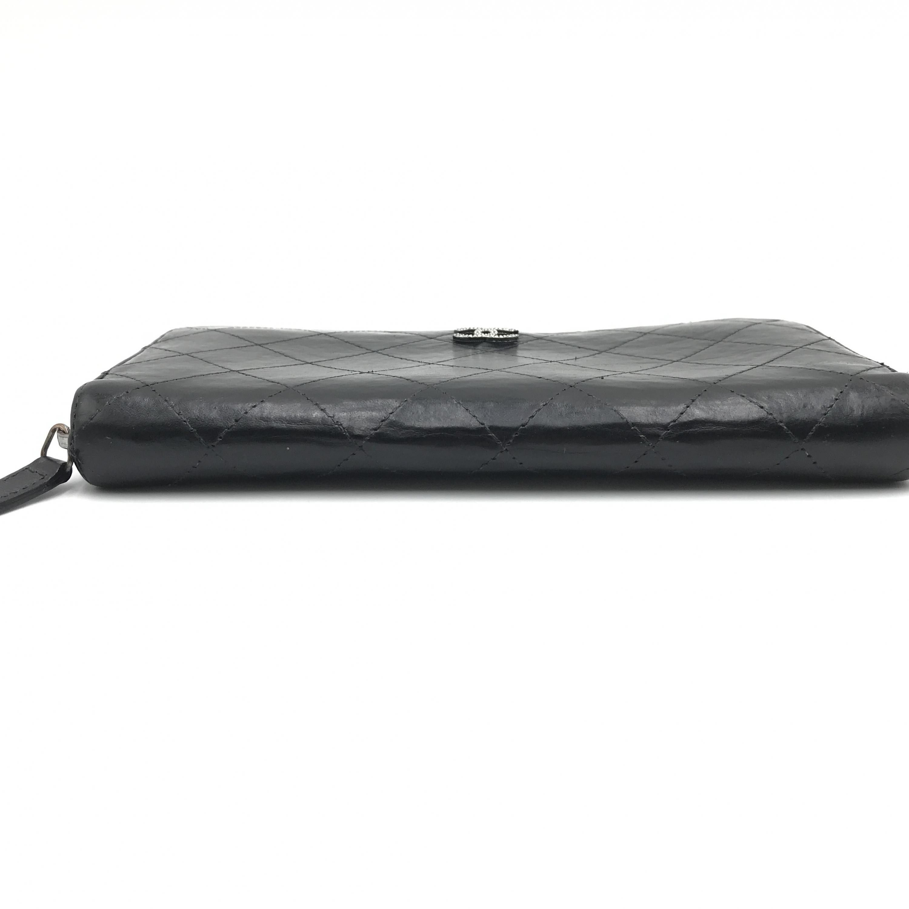 Chanel Lambskin Quilted Large Gusset Zip Around Wallet
