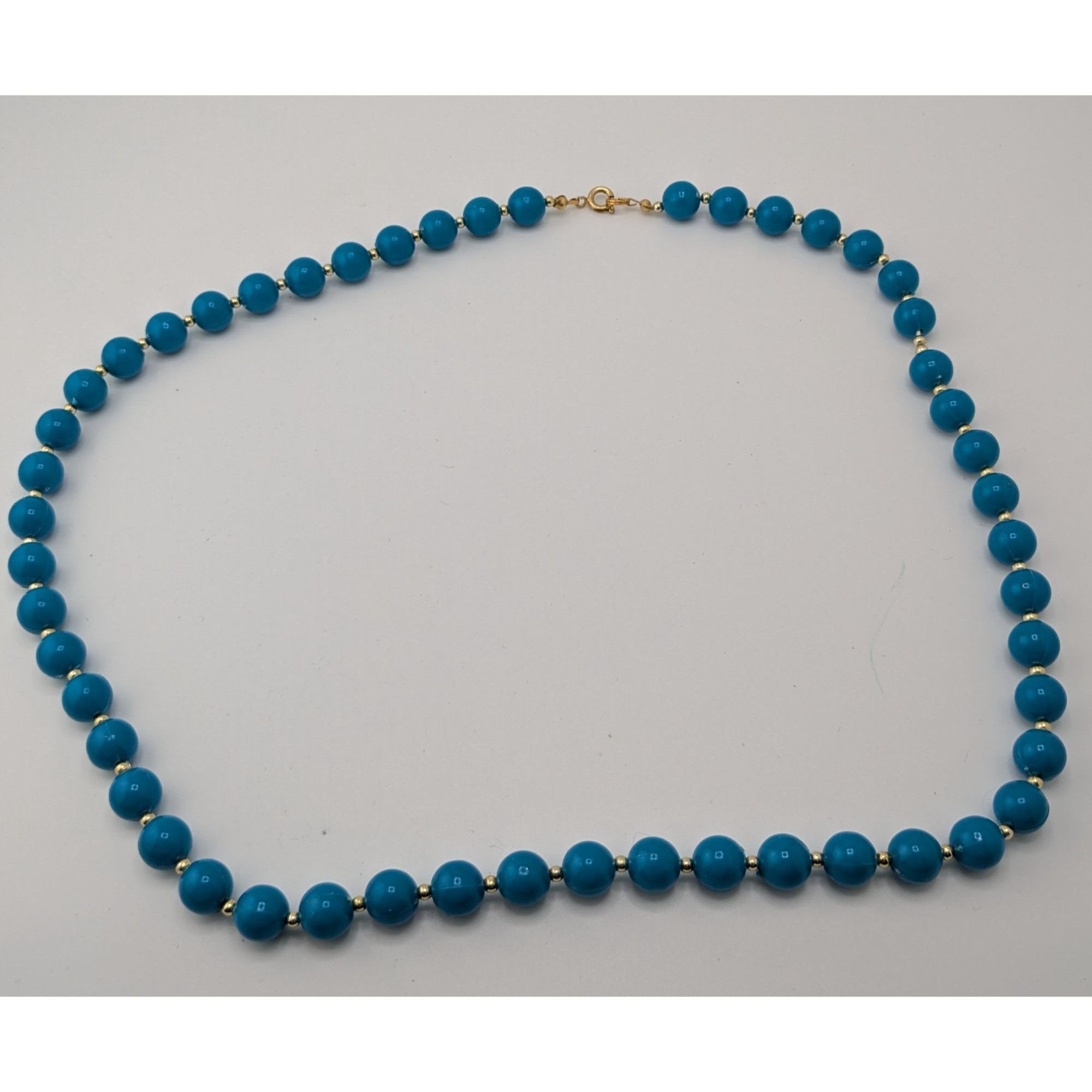Other Vintage Retro Blue Bead Necklace With Gold-Tone Accents Size ONE SIZE - 6 Thumbnail