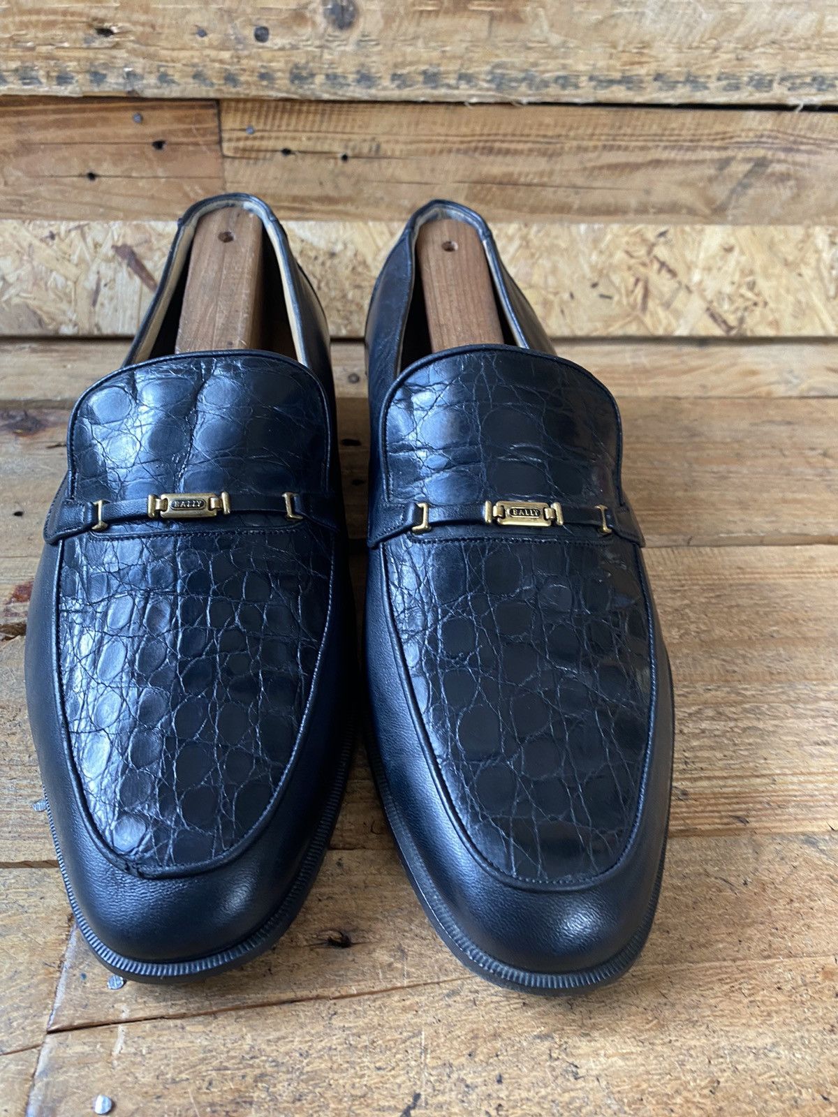 Bally Bally crocodile black leather heeled loafers,slip on sz uk 8 Size US 9 / EU 42 - 1 Thumbnail