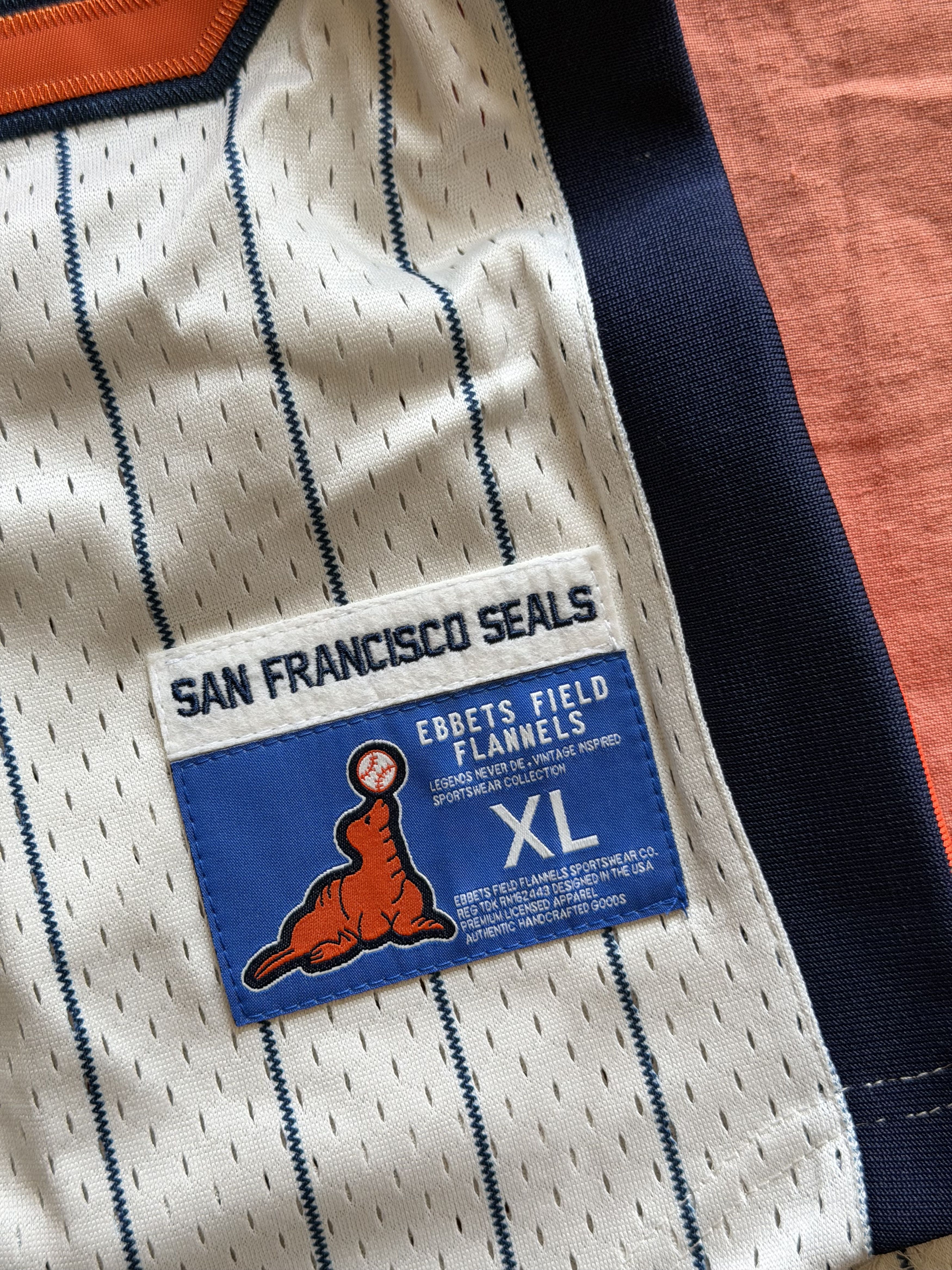 Ebbets Field Flannels Ebbets Field San Francisco Seals Pinstripe Jersey Size US XL / EU 56 / 4 - 8 Thumbnail