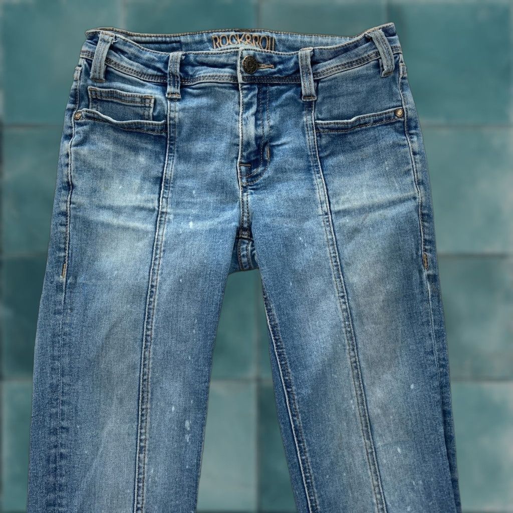 Denime Rock & Roll Cowgirl Jeans Women's 26x34 Bootcut Blue Stretch Denim Western Y2K Size 26" / US 2 / IT 38 - 1 Thumbnail